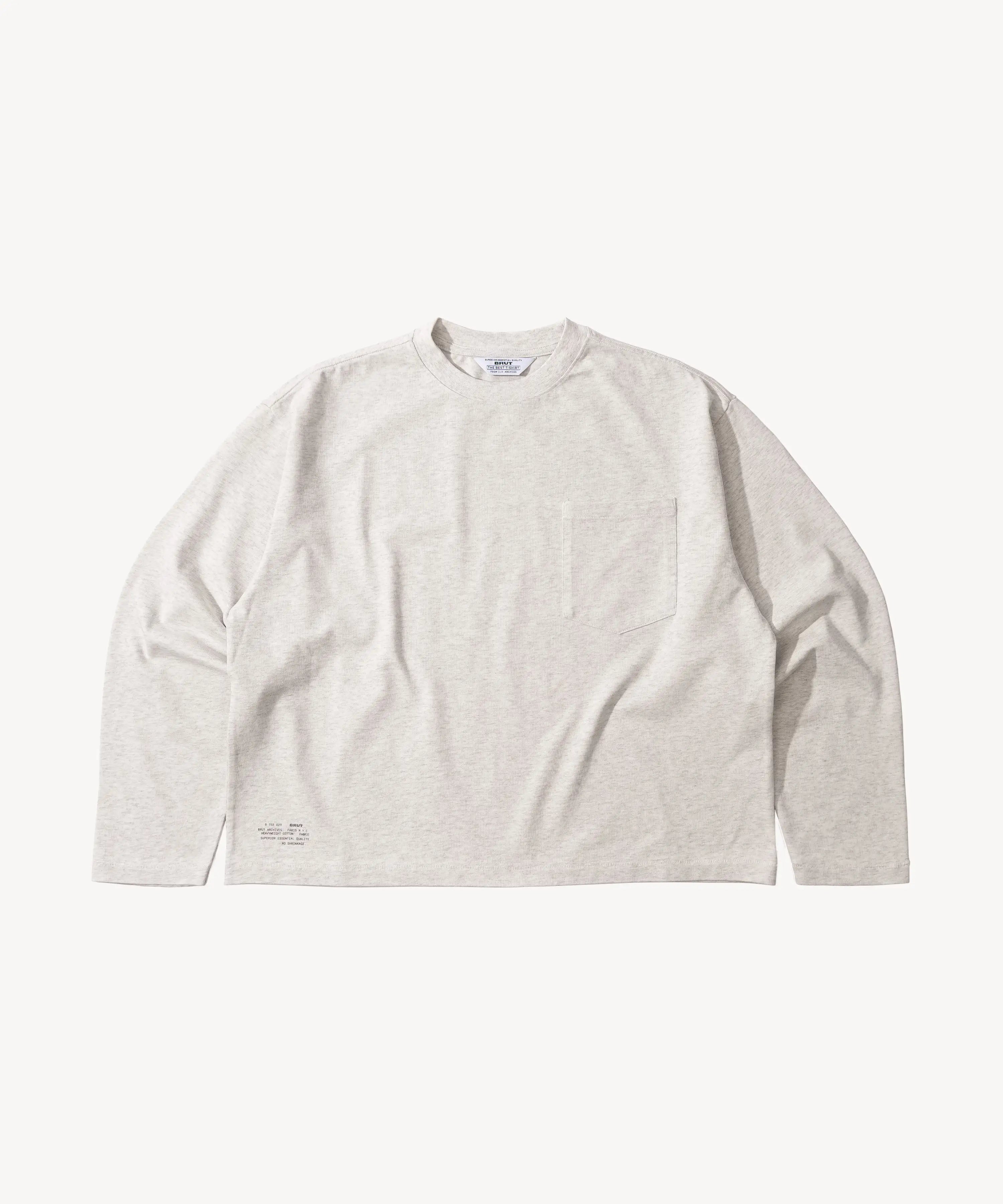 THE BEST LONG SLEEVES POCKET T-SHIRT - HEATHER GREY | BRUT Clothing