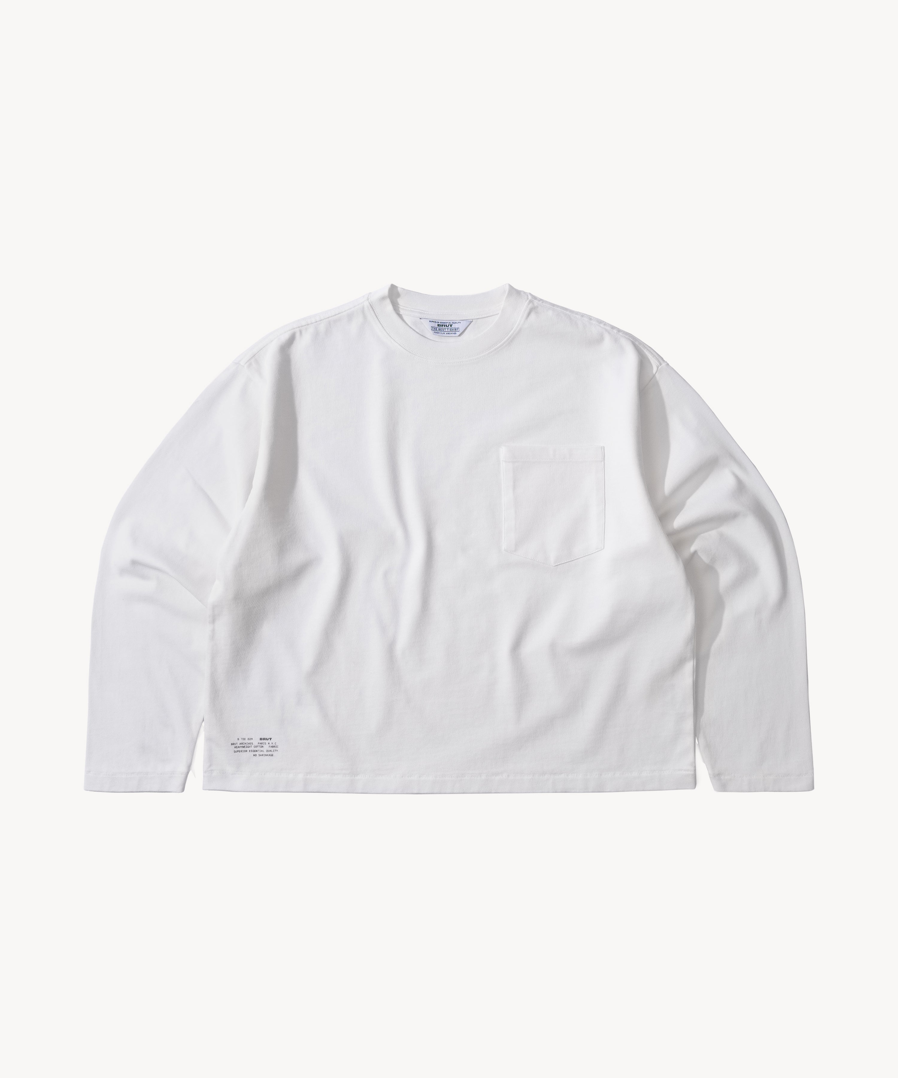 THE BEST LONG SLEEVES POCKET T-SHIRT - WHITE | BRUT Clothing