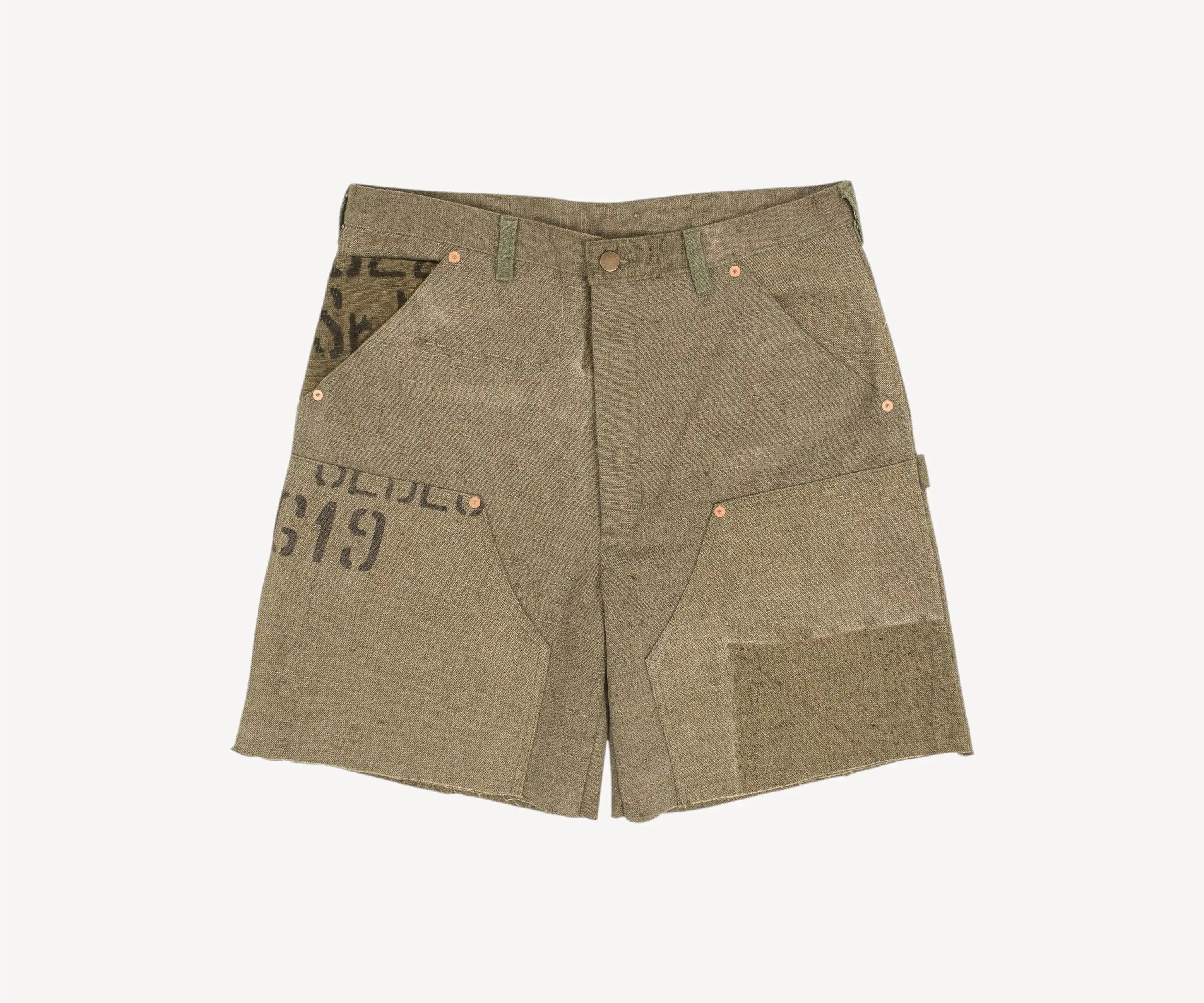 REWORK® DOUBLE KNEE SHORTS - N° 009 Pants US32 / FR42 / OLIVE GREEN - BRUT Clothing