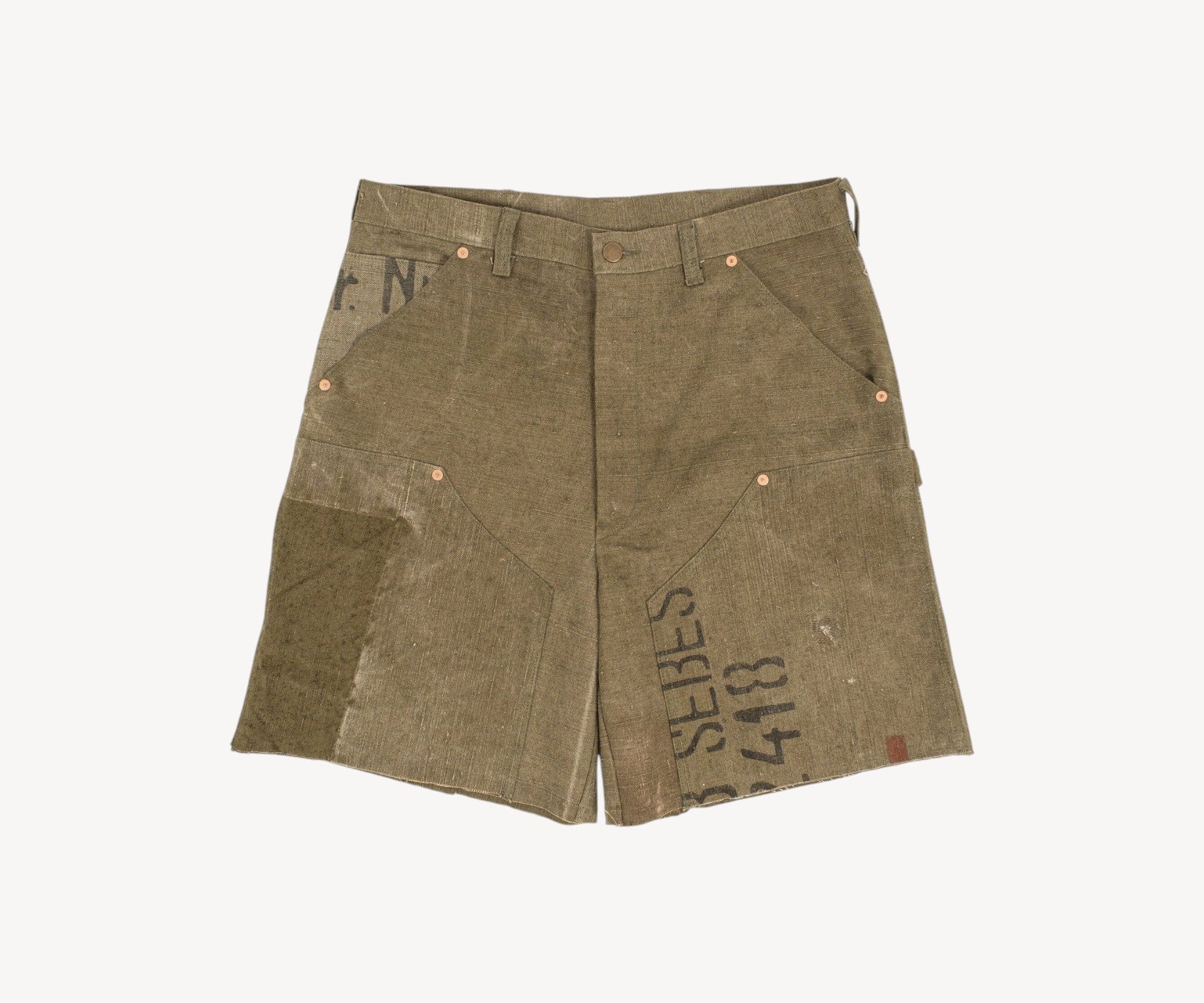 REWORK® DOUBLE KNEE SHORTS - N° 005 Pants US32 / FR42 / OLIVE GREEN - BRUT Clothing