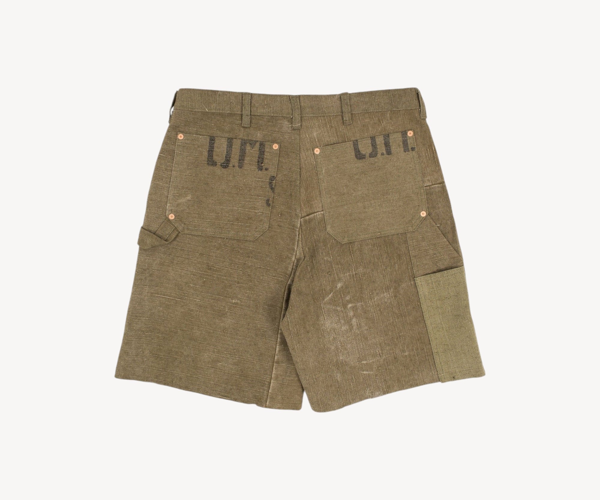 REWORK® DOUBLE KNEE SHORTS - N° 005 Pants US32 / FR42 / OLIVE GREEN - BRUT Clothing