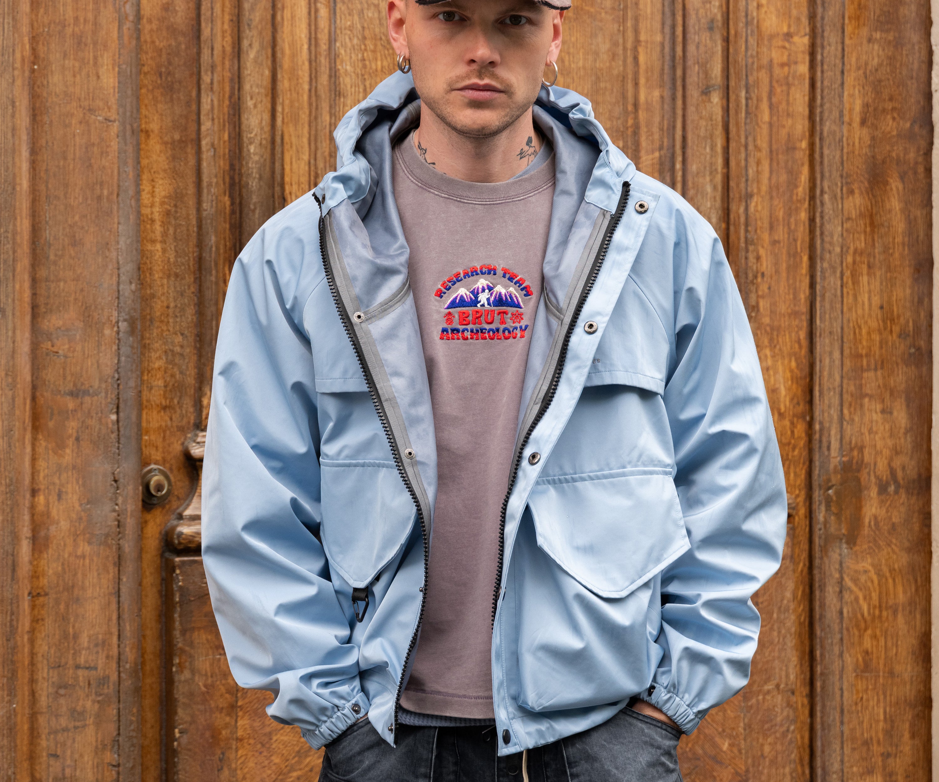 THE RAIN CROPPED JACKET Coats & Jackets X-SMALL / SKY BLUE - BRUT Clothing