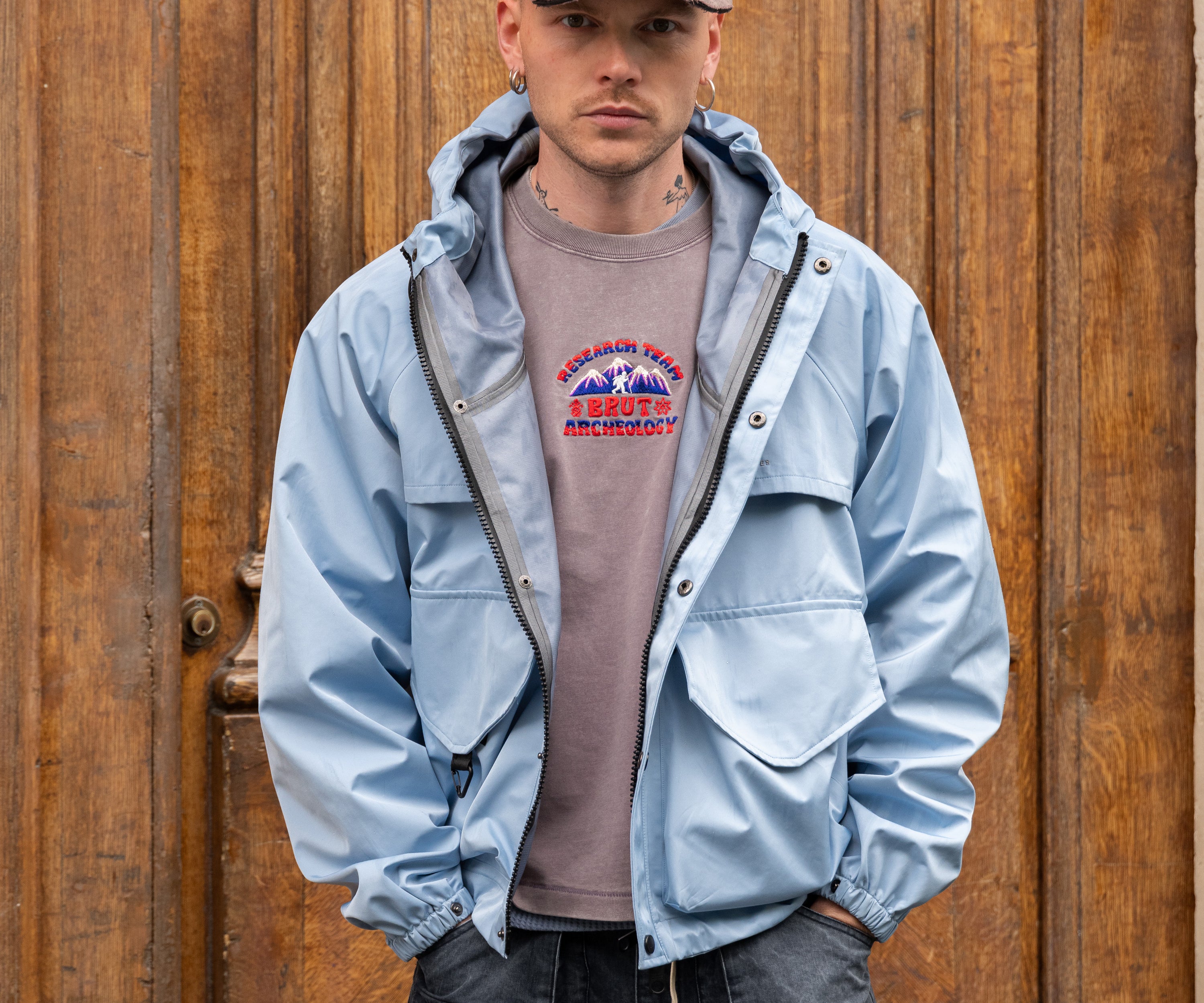 THE RAIN CROPPED JACKET Coats & Jackets X-SMALL / SKY BLUE - BRUT Clothing