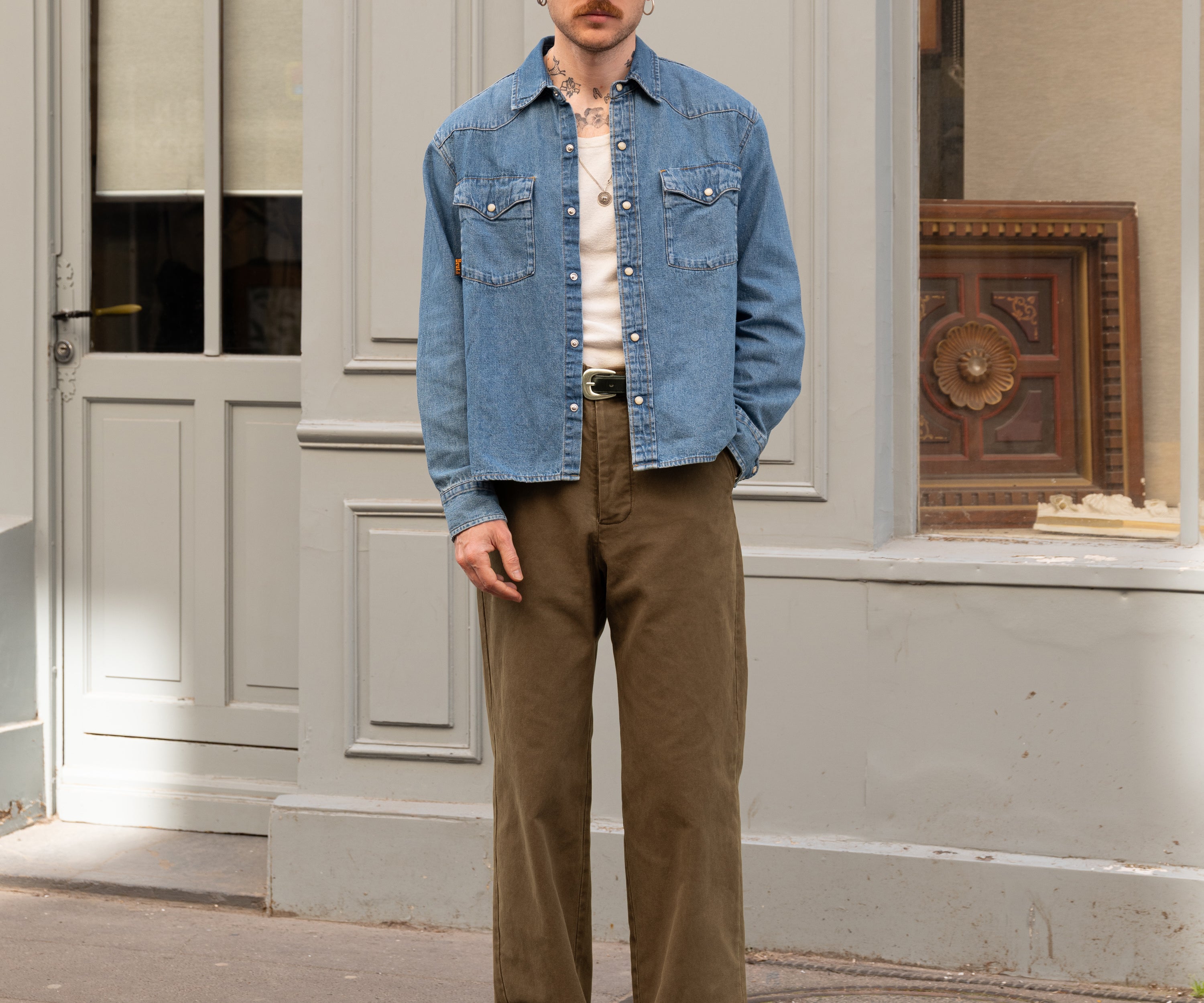 THE CROPPED DENIM SHIRT Shirts X-SMALL / BLUE STONE WASH - BRUT Clothing