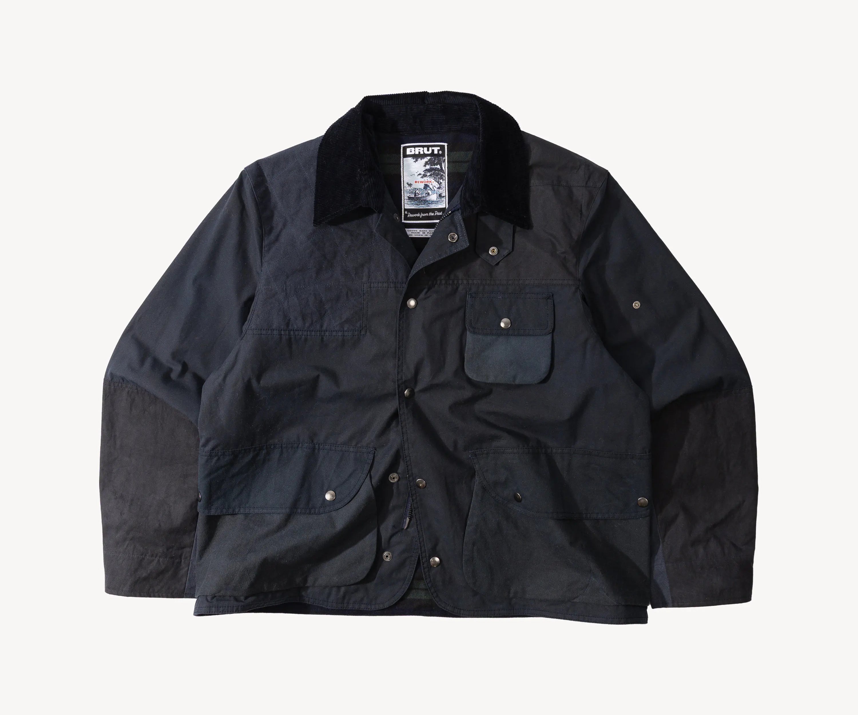 REWORK® STORMFISHER WAX JACKET - N° 032 Coats & Jackets LARGE / BLUE - BRUT Clothing