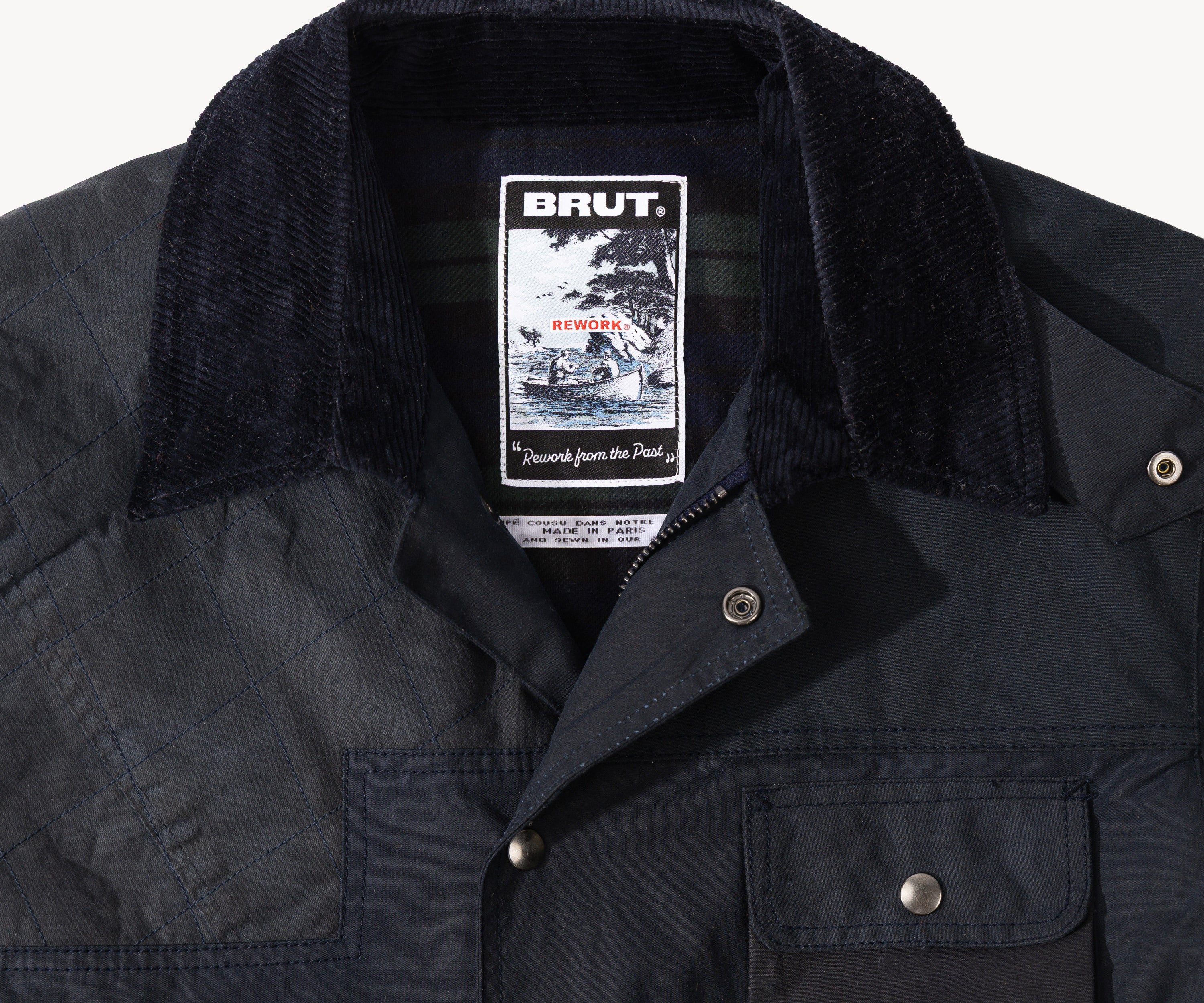 REWORK® STORMFISHER WAX JACKET - N° 033 Coats & Jackets LARGE / BLUE - BRUT Clothing
