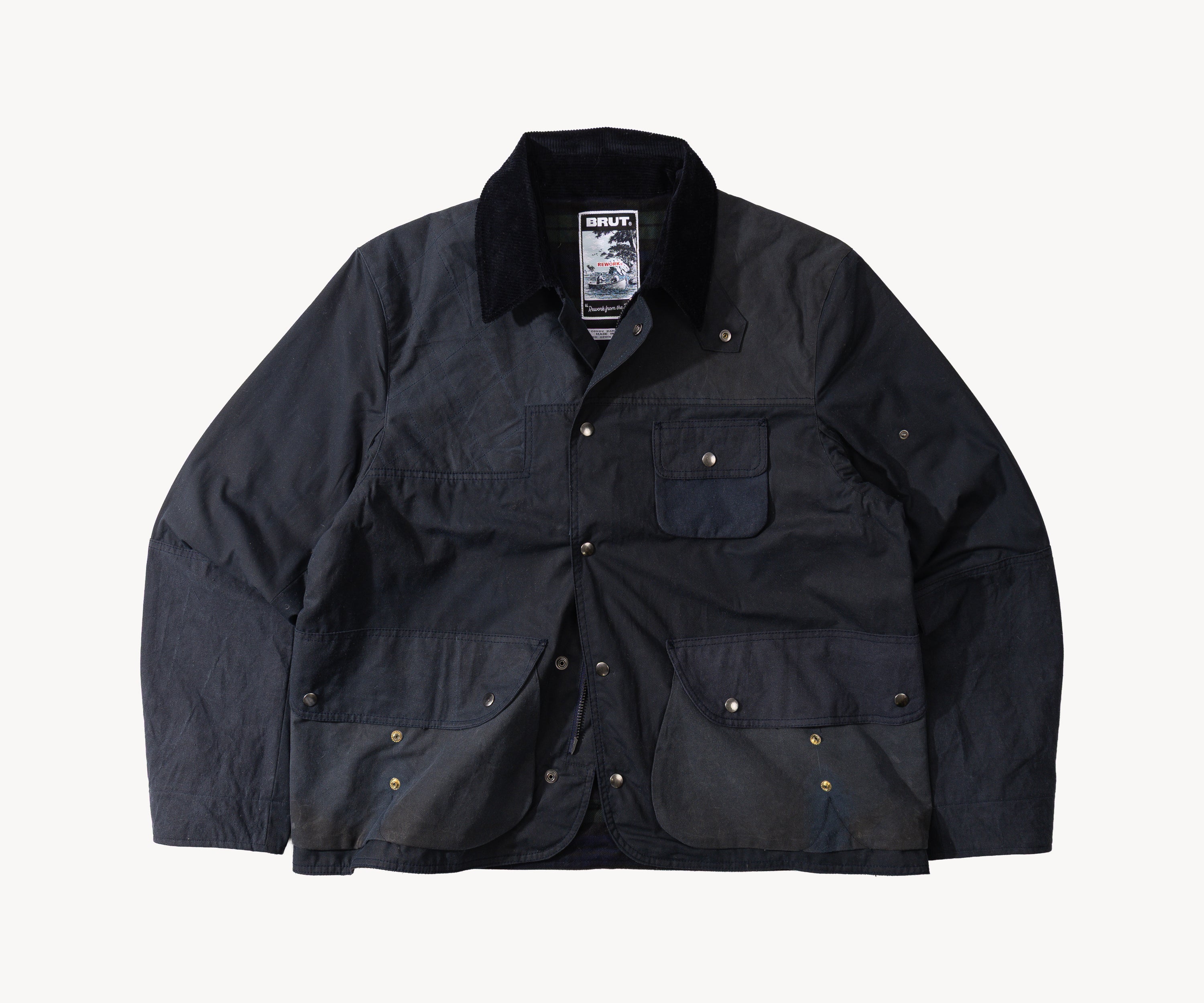 REWORK® STORMFISHER WAX JACKET - N° 044 Coats & Jackets X-LARGE / BLUE - BRUT Clothing