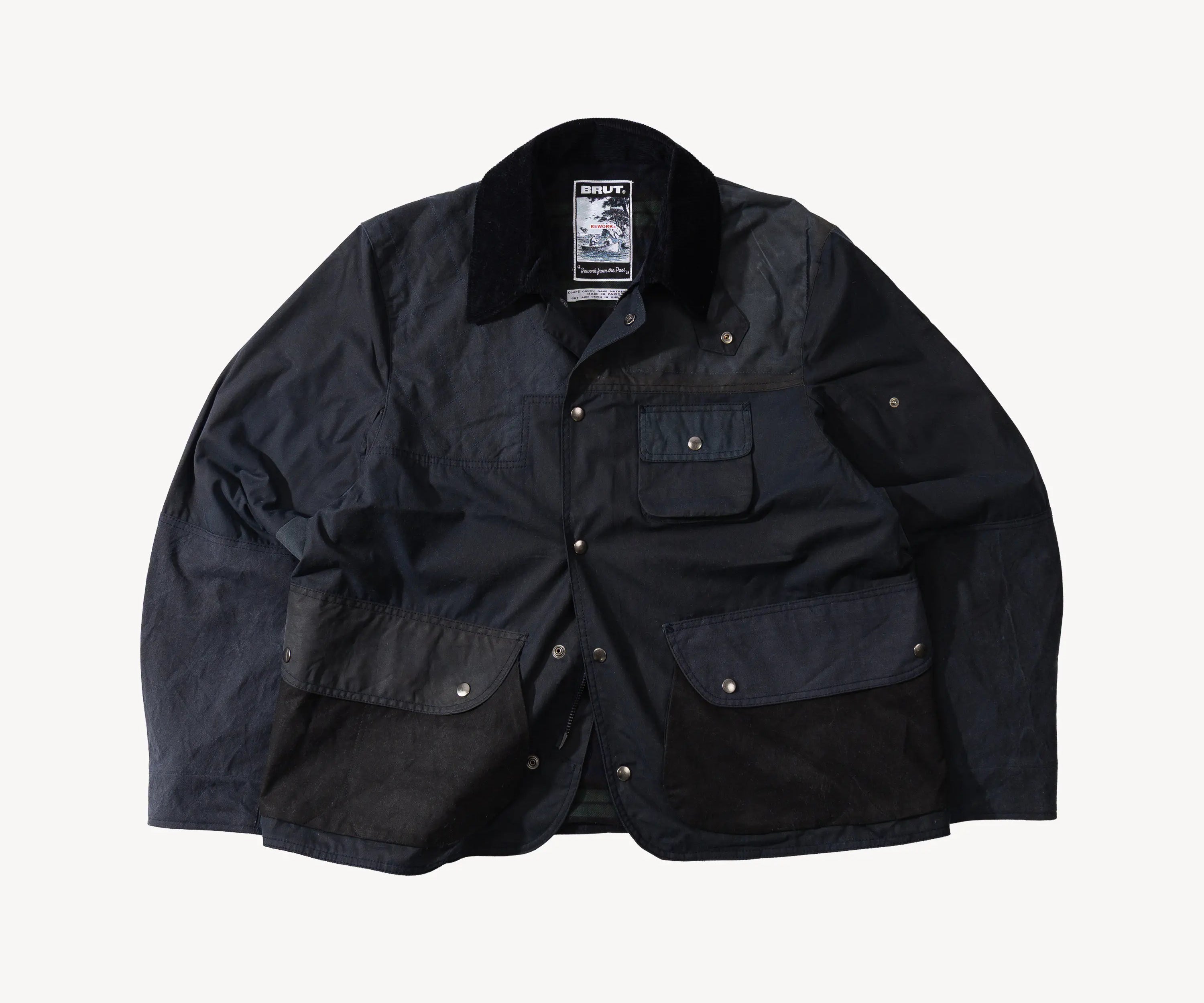 REWORK® STORMFISHER WAX JACKET - N° 045 Coats & Jackets X-LARGE / BLUE - BRUT Clothing