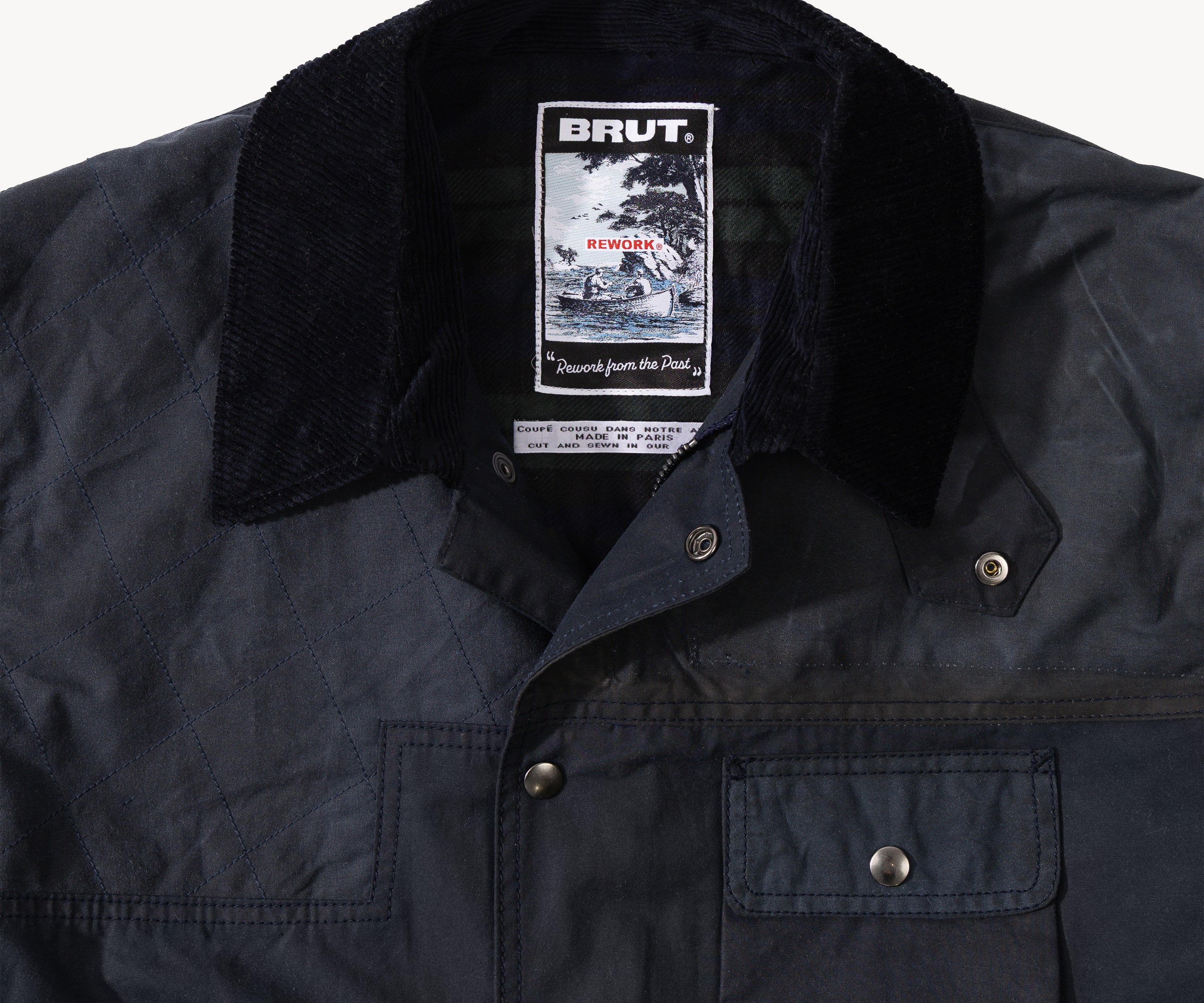 REWORK® STORMFISHER WAX JACKET - N° 045 Coats & Jackets X-LARGE / BLUE - BRUT Clothing