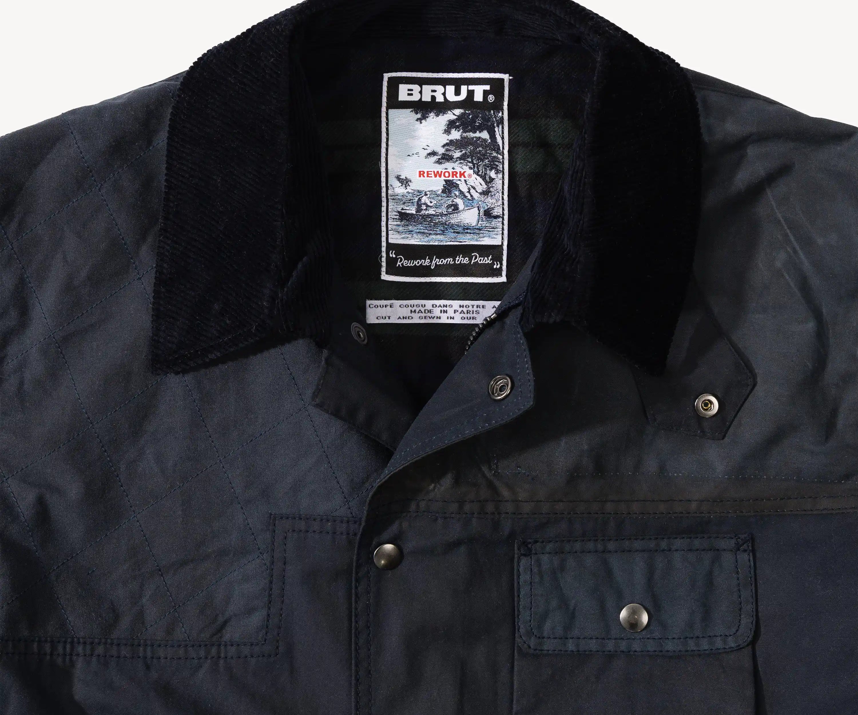 REWORK® STORMFISHER WAX JACKET - N° 045 Coats & Jackets X-LARGE / BLUE - BRUT Clothing