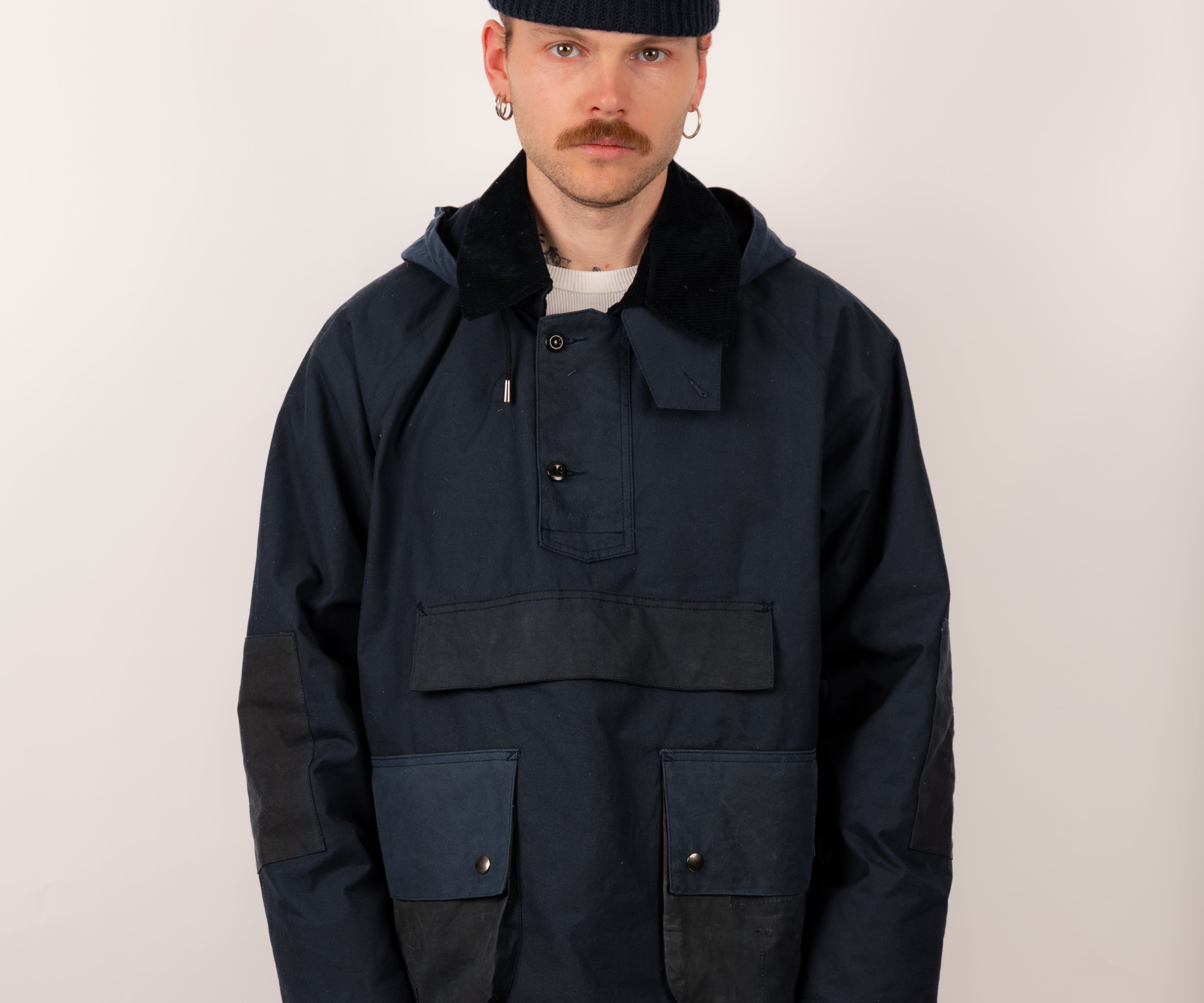 REWORK® POP-OVER WAX JACKET - N° 014 Manteaux et vestes TAILLE MEDIUM / BLEU - BRUT Clothing