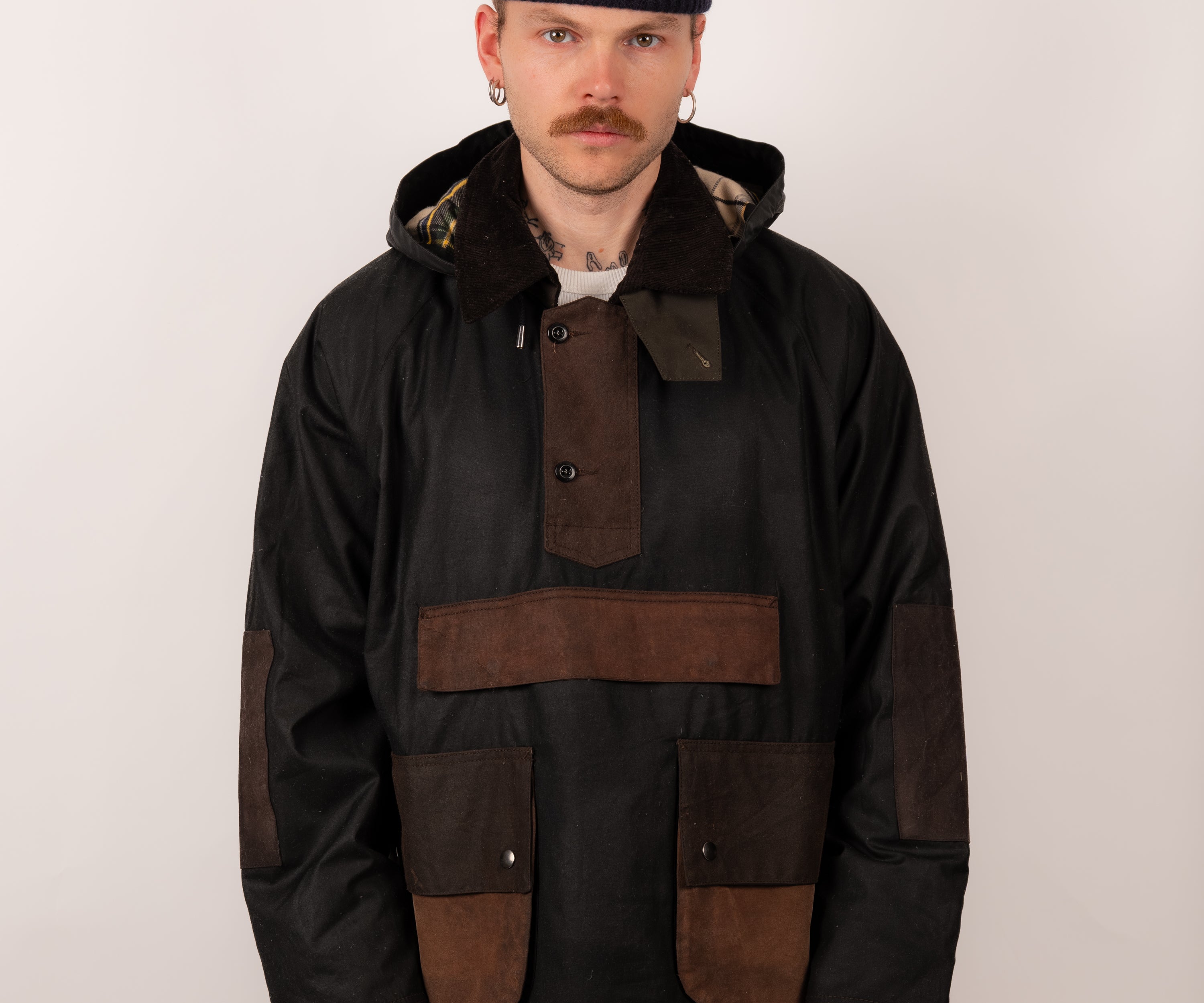 REWORK® POP-OVER WAX JACKET - N° 011 Manteaux et vestes TAILLE M / MARRON - BRUT Clothing