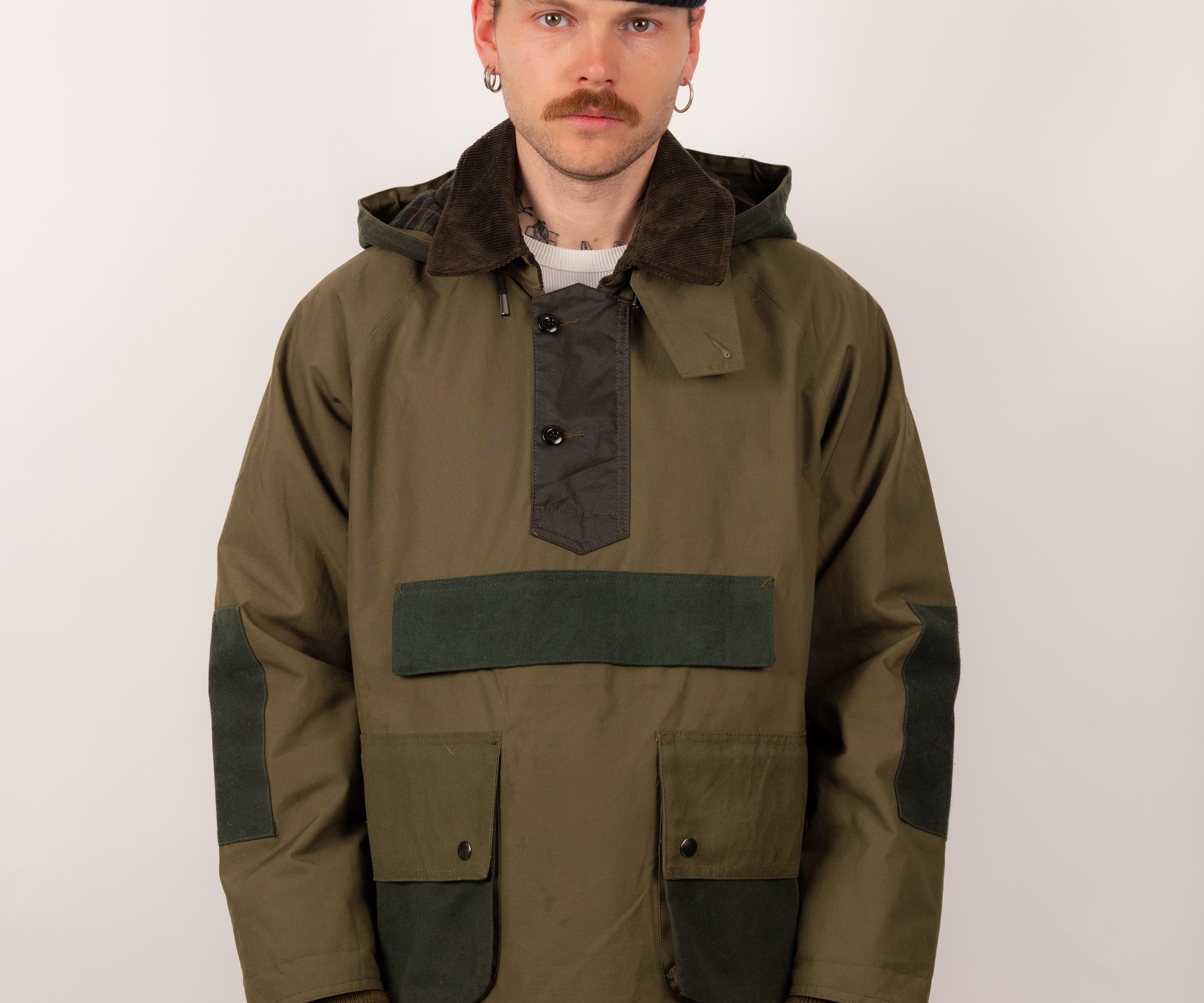 REWORK® POP-OVER WAX JACKET - N° 016 Manteaux et vestes LARGE / VERT - BRUT Clothing