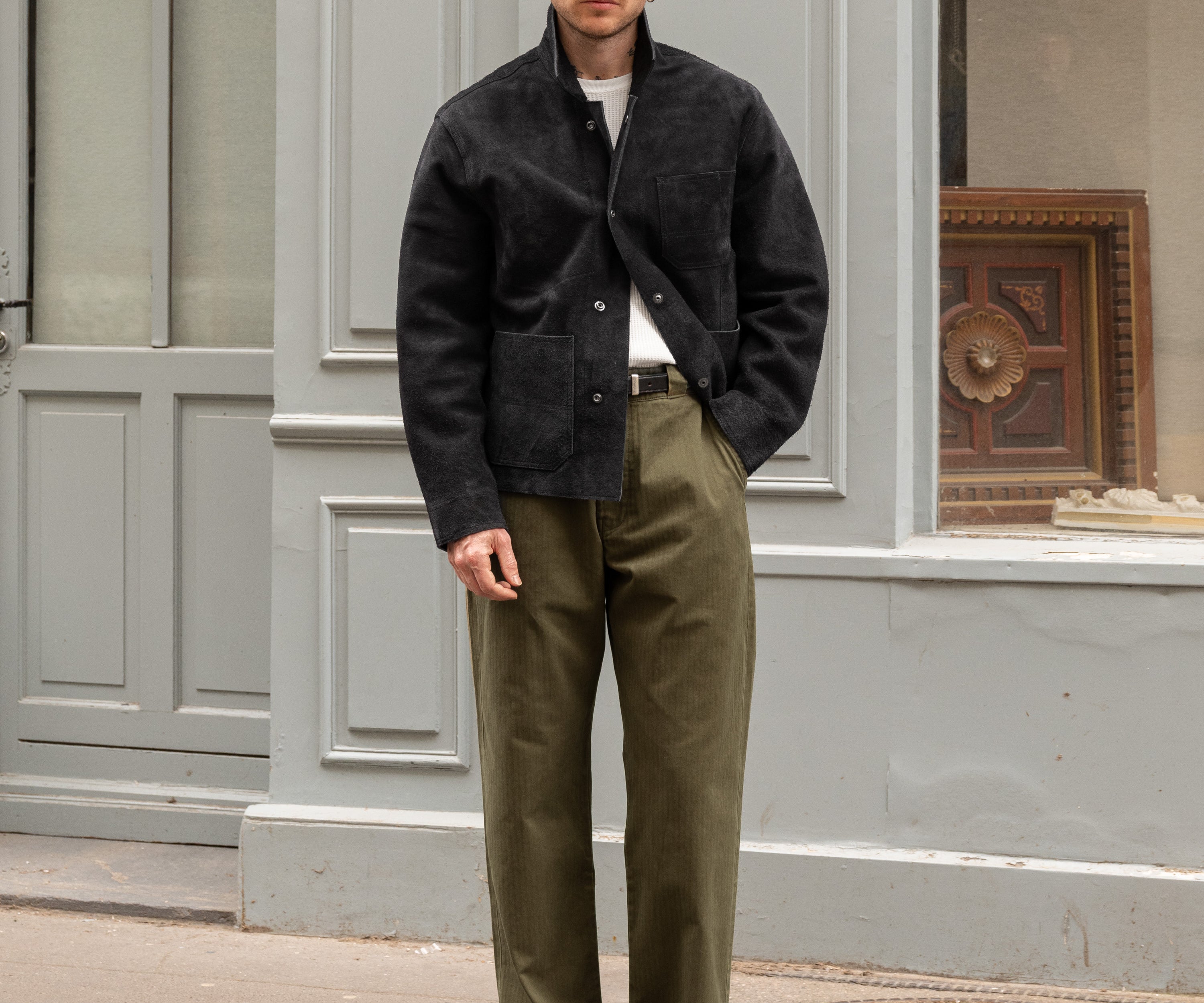 THE PLAIN FRONT PANTS Taille US26 / FR36 / HBT VERT OLIVE - BRUT Clothing