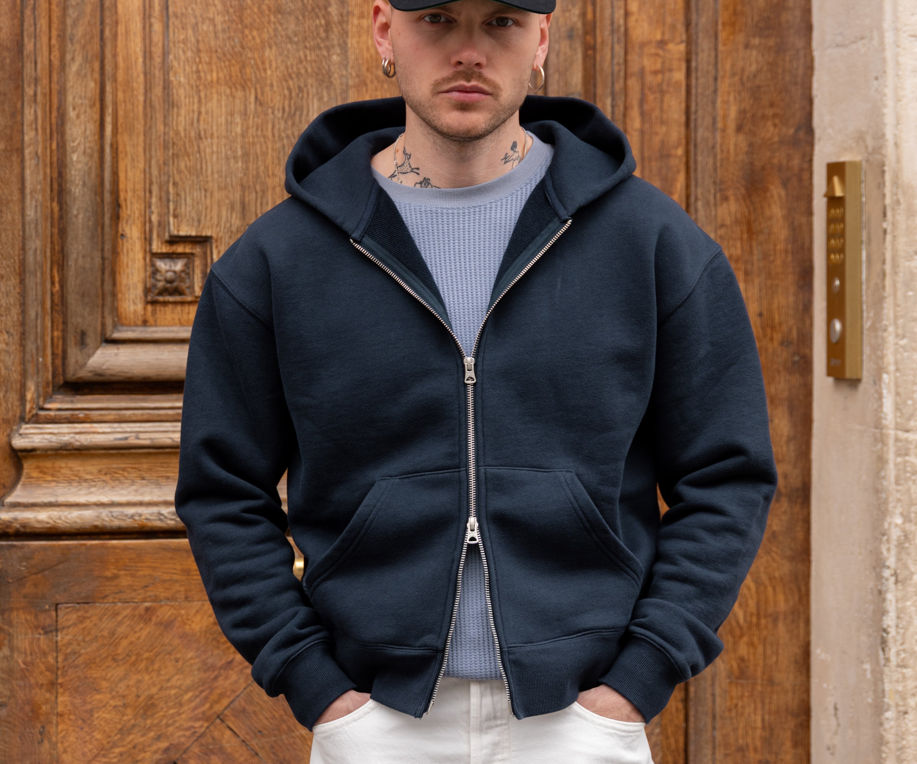 THE ZIP SWEAT Sweatshirts X-SMALL / NAVY - BRUT Clothing