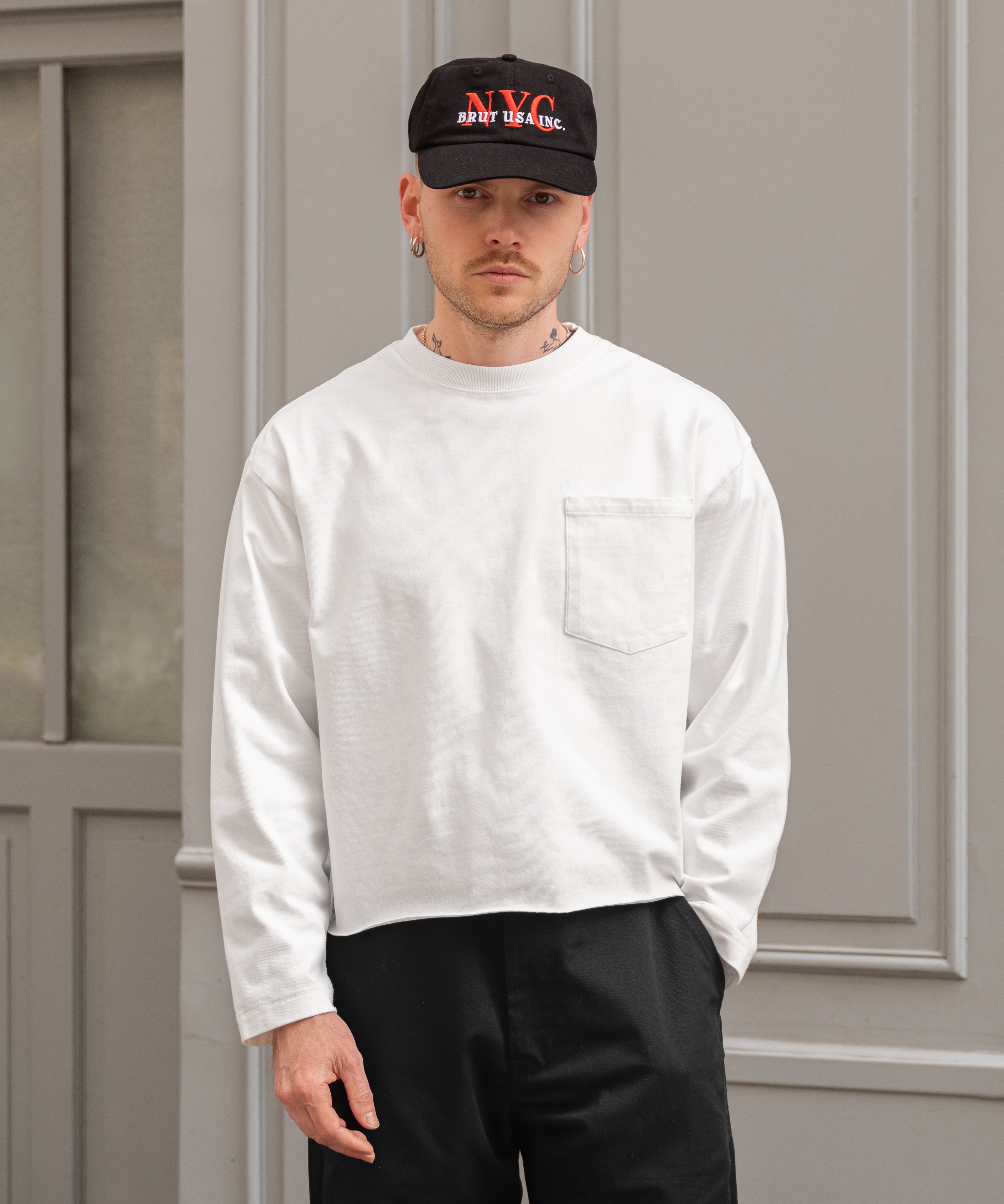 THE BEST LONG SLEEVES POCKET T-SHIRT - WHITE | BRUT Clothing