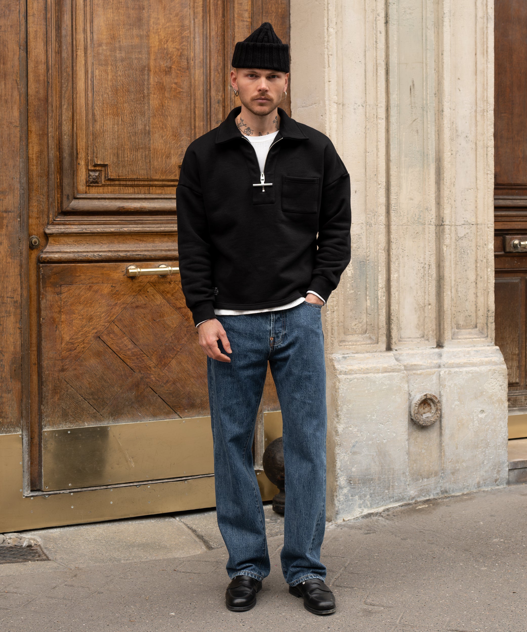 THE ZIPPED POLO - BLACK | BRUT Clothing