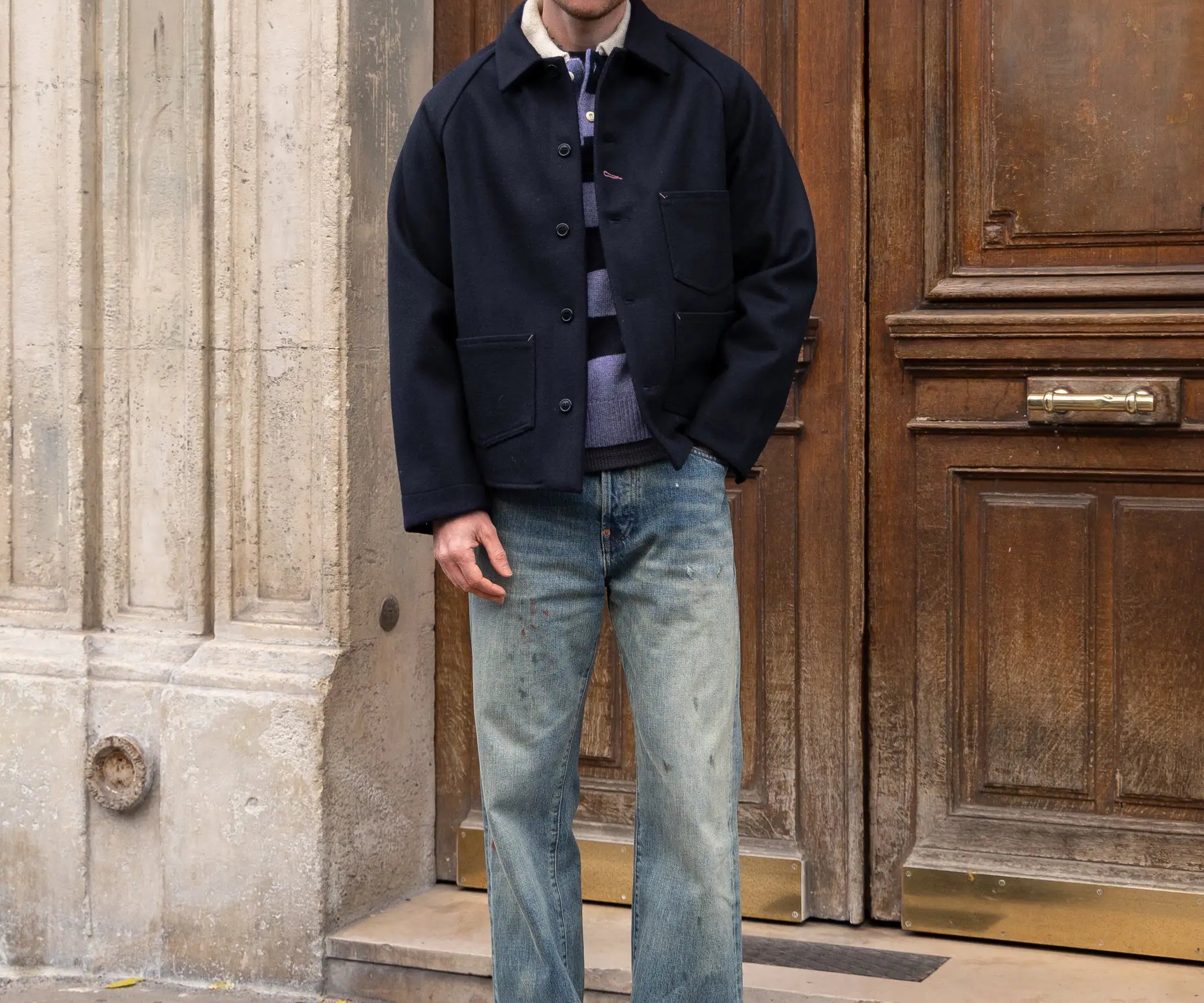 REWORK® WOOL PAINTER JACKET Coats & Jackets SMALL / NAVY - BRUT Clothing