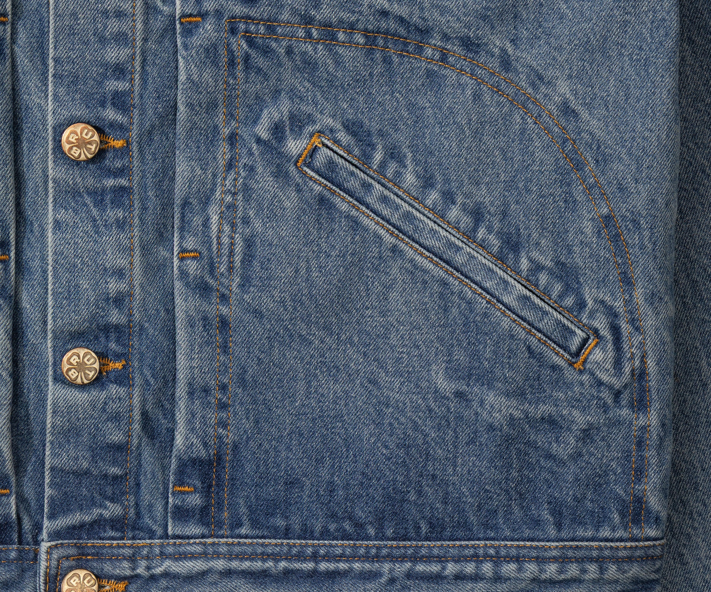 THE PLEATED DENIM JACKET Coats & Jackets X-SMALL / BLUE STONE WASH - BRUT Clothing