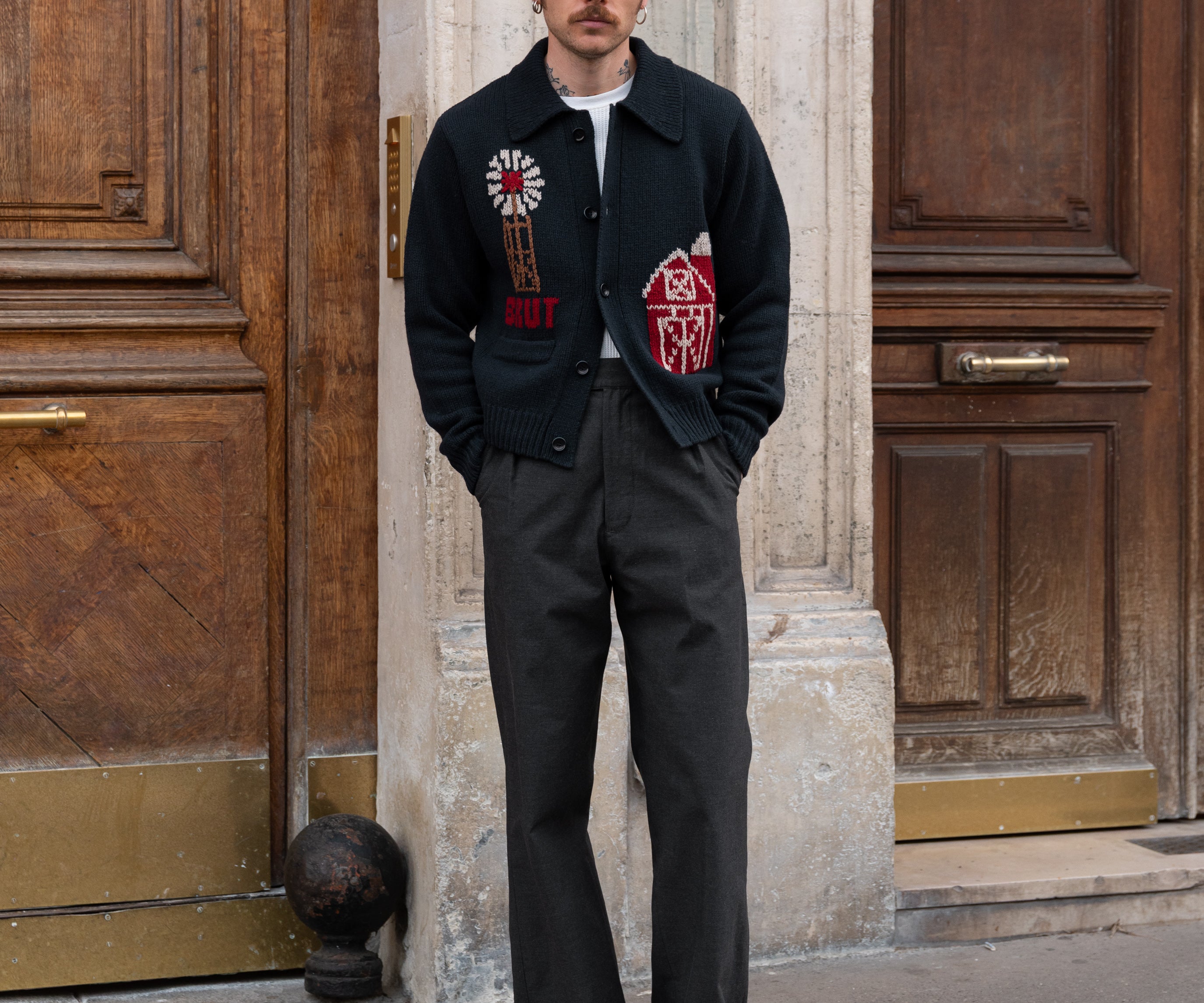 THE BARN CARDIGAN Knitwear X-SMALL / NAVY - BRUT Clothing