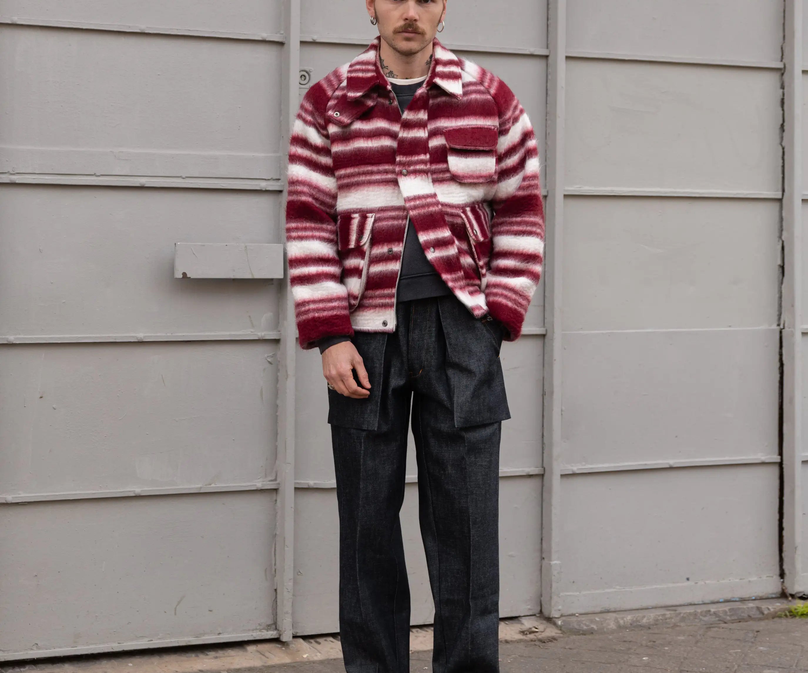 REWORK® WOOL PLAID JACKET - N° 005 Coats & Jackets MEDIUM / BURGUNDY - BRUT Clothing
