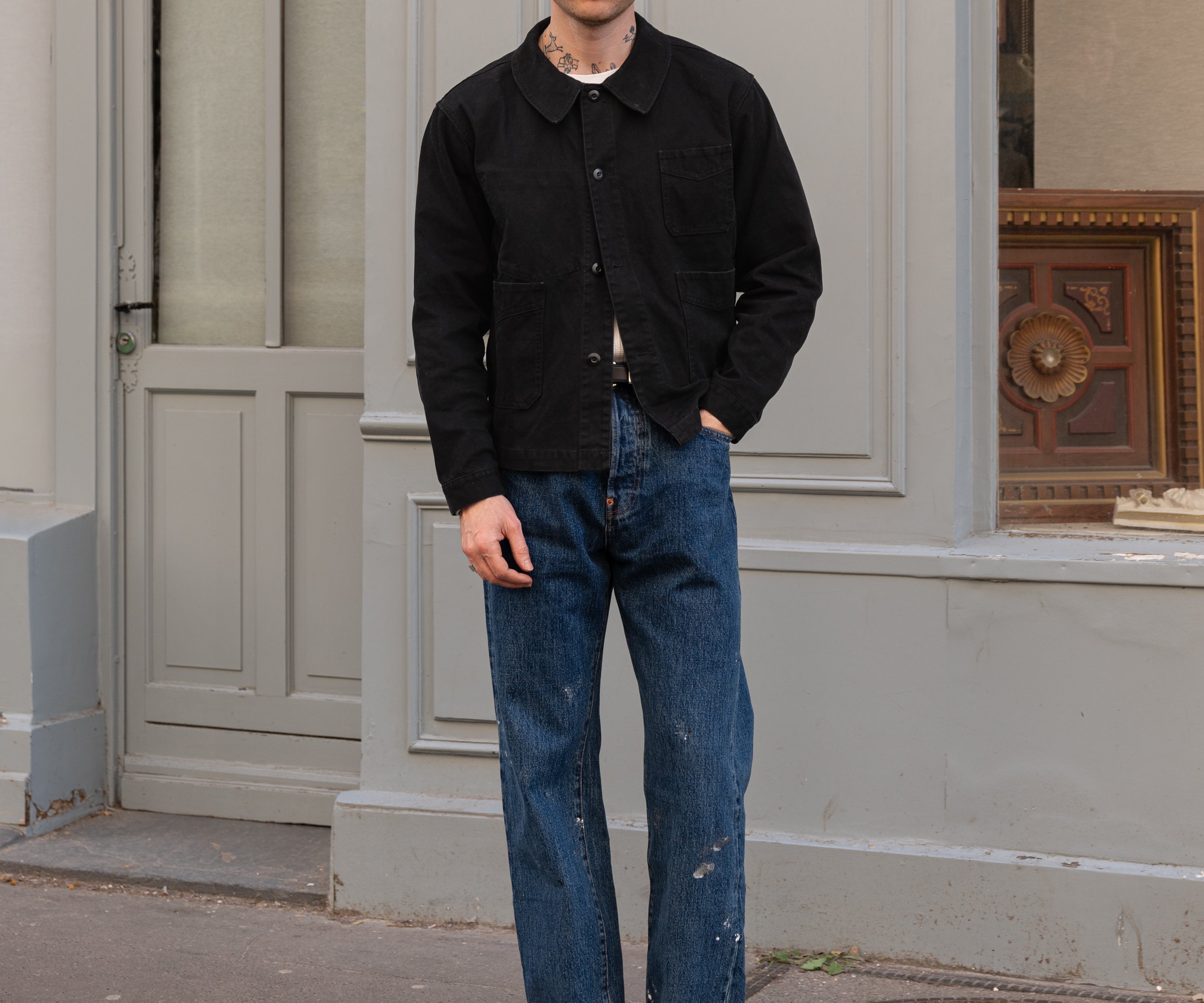 THE CROPPED WORK JACKET Coats & Jackets X-SMALL / BLACK - BRUT Clothing