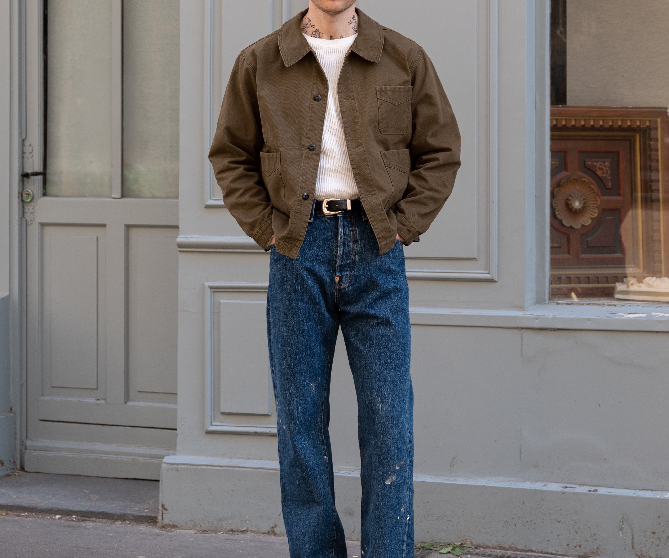 THE CROPPED WORK JACKET Coats & Jackets X-SMALL / BROWN - BRUT Clothing