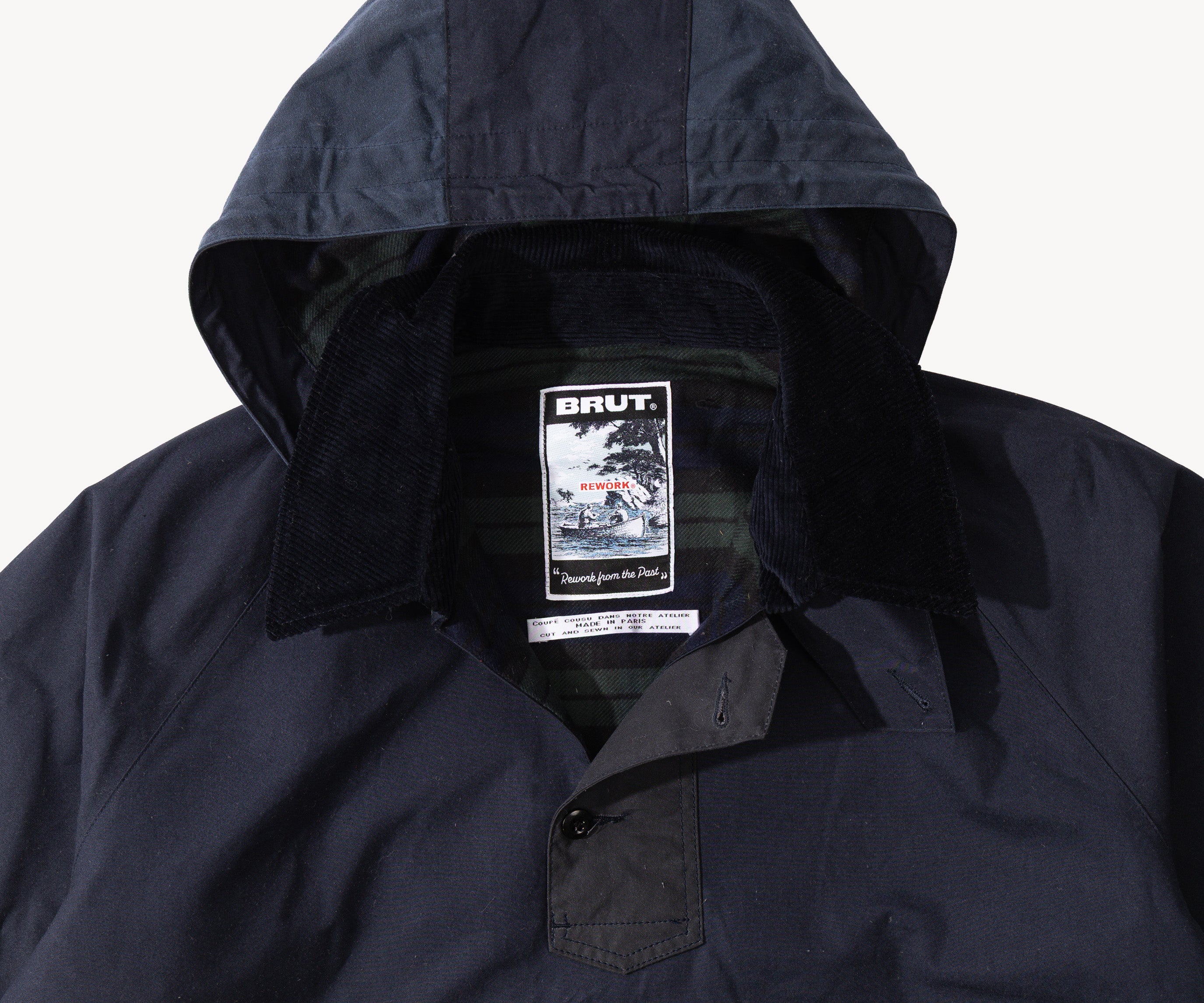 REWORK® POP-OVER WAX JACKET - N° 034 Coats & Jackets X-LARGE / BLUE - BRUT Clothing