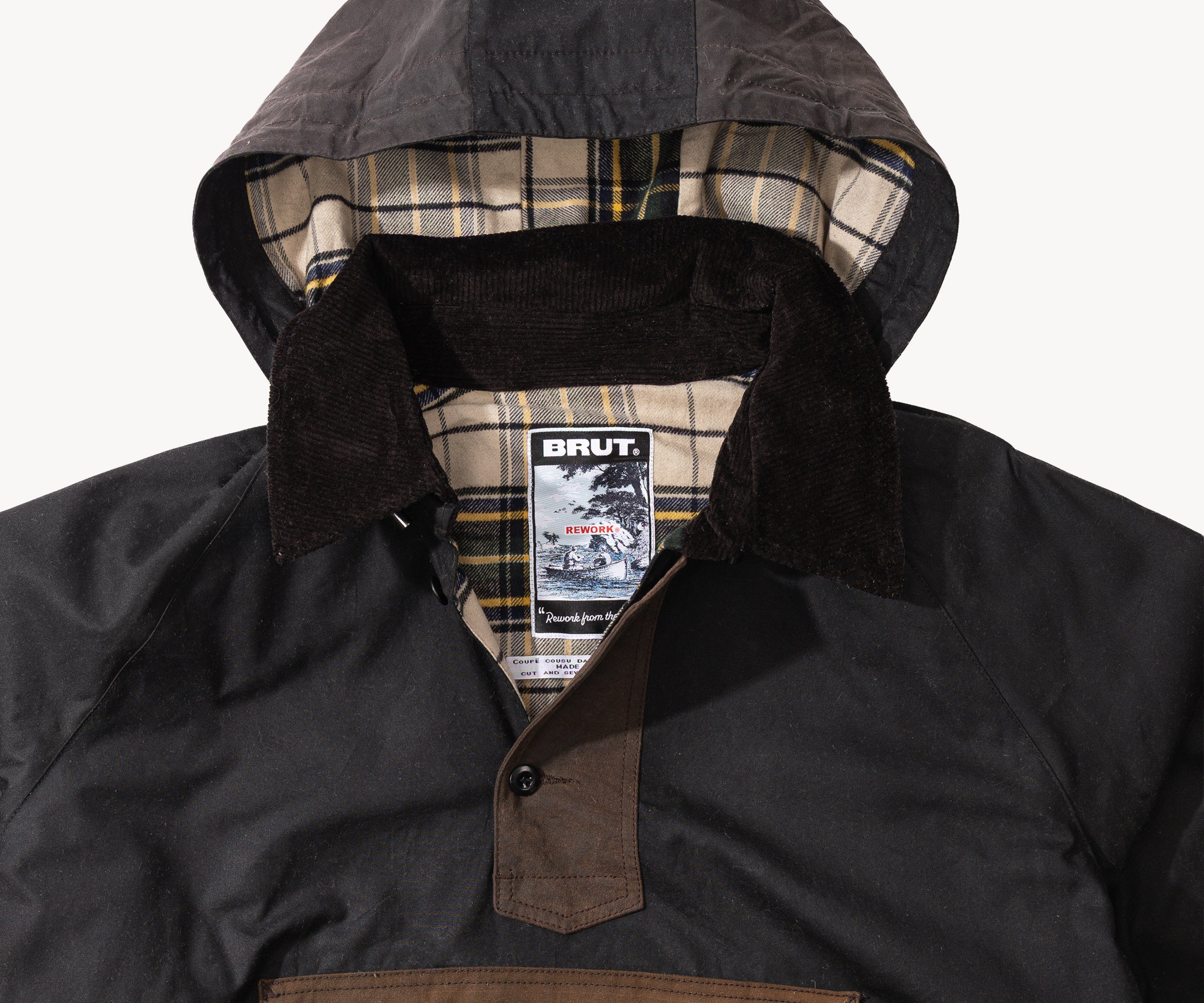 REWORK® POP-OVER WAX JACKET - N° 033 Coats & Jackets X-LARGE / BROWN - BRUT Clothing