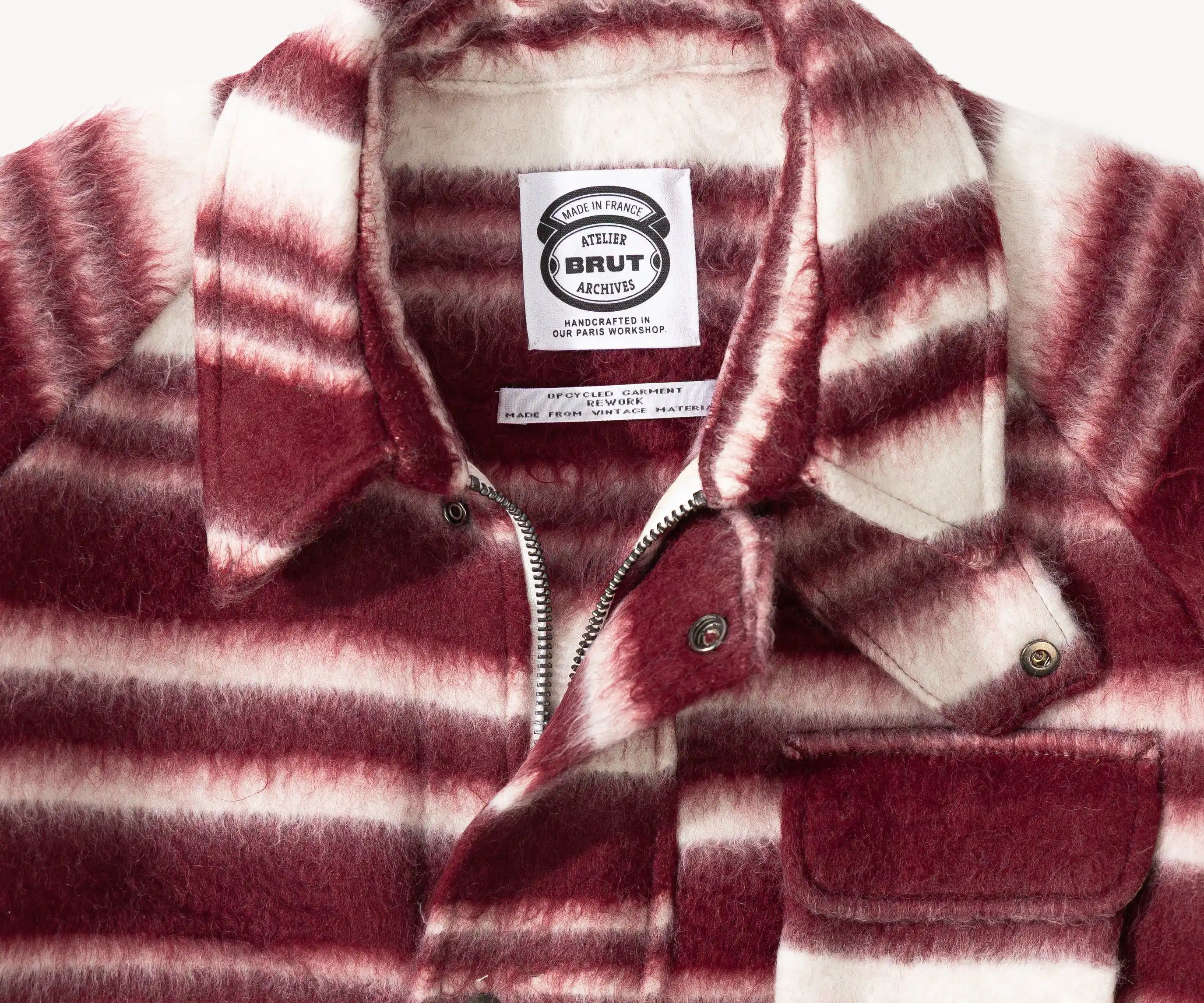 REWORK® WOOL PLAID JACKET - N° 005 Coats & Jackets MEDIUM / BURGUNDY - BRUT Clothing