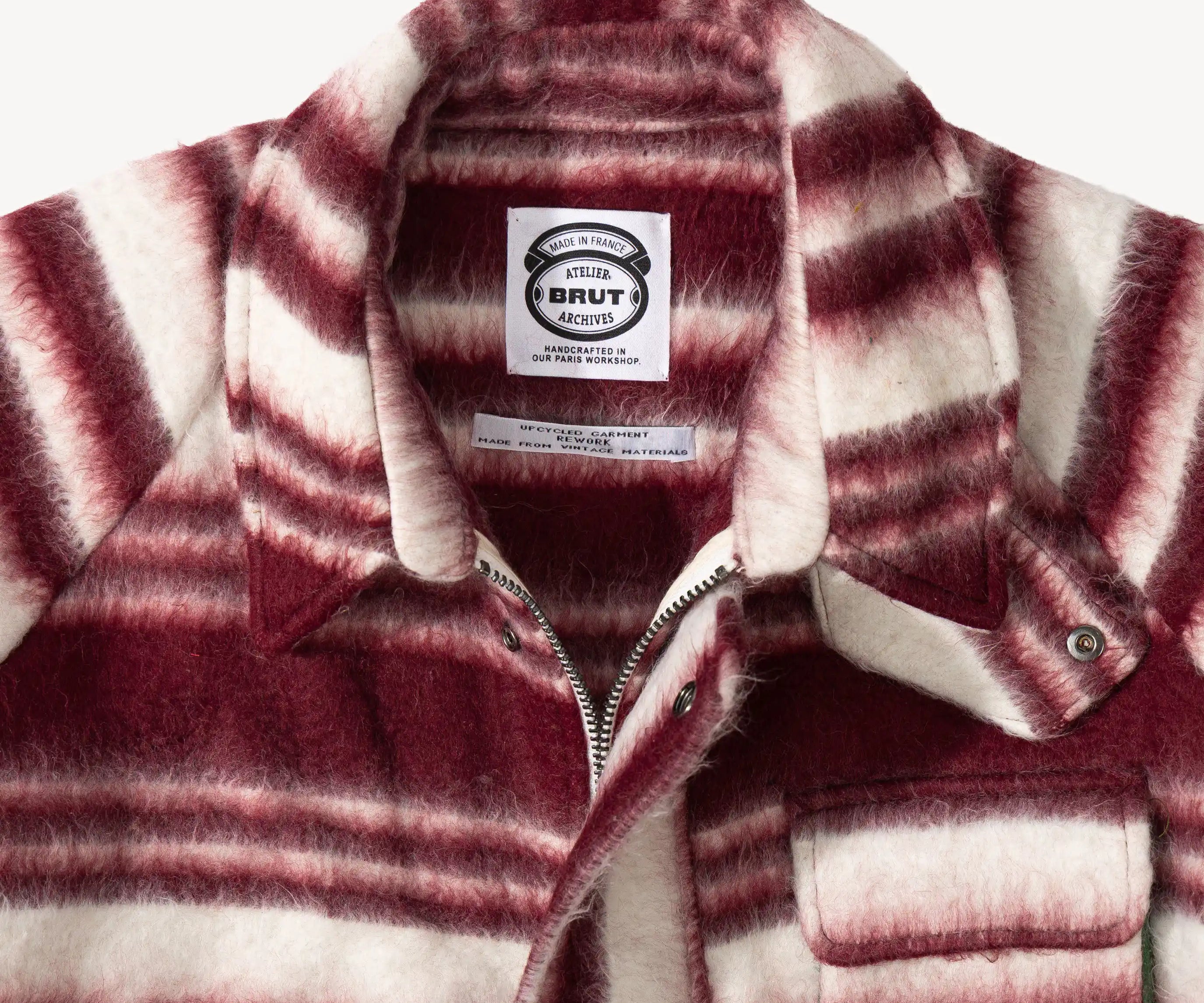 REWORK® WOOL PLAID JACKET - N° 016 Coats & Jackets X-LARGE / BURGUNDY - BRUT Clothing
