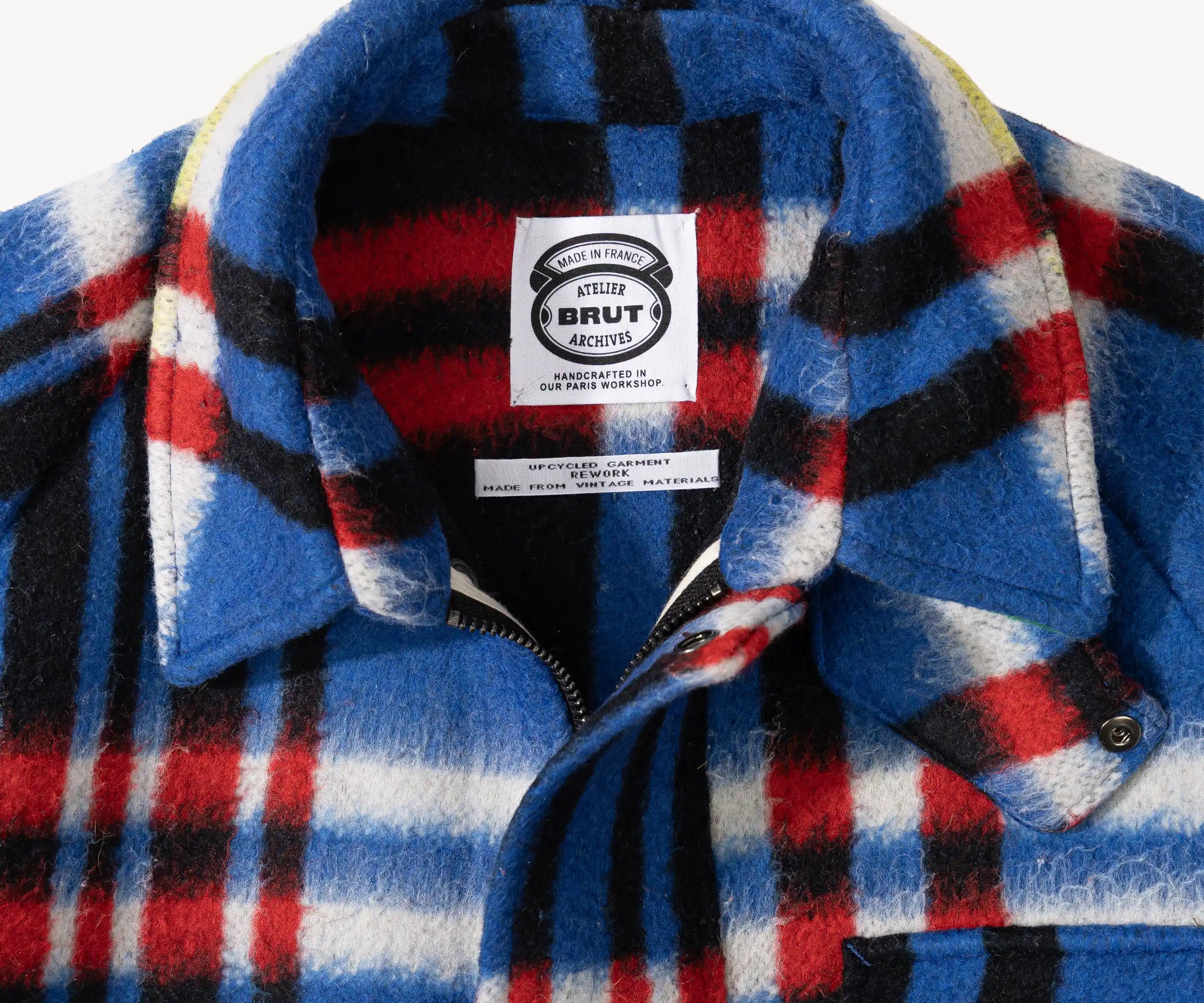REWORK® WOOL PLAID JACKET - N° 017 Coats & Jackets X-LARGE / BLUE - BRUT Clothing