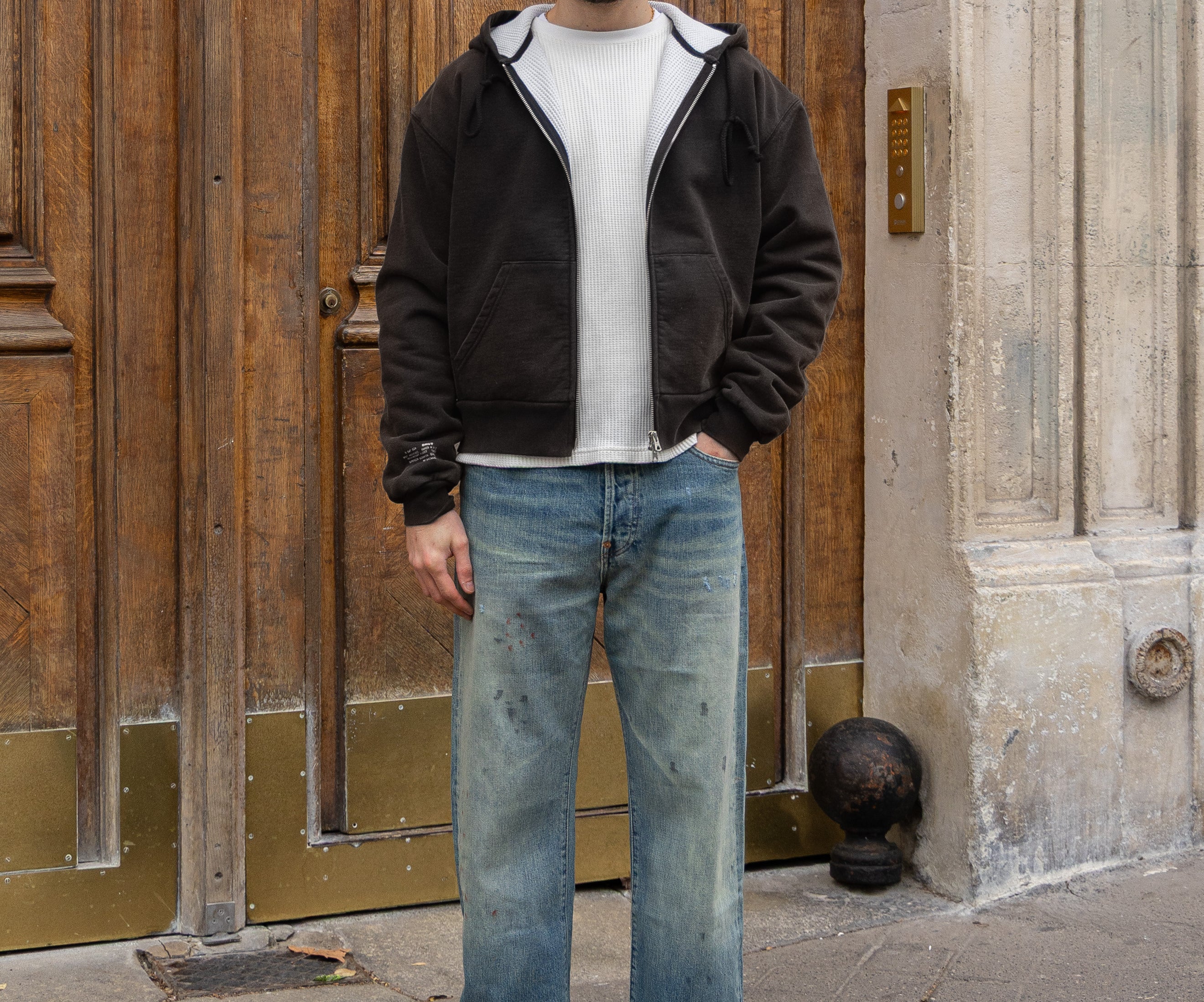 THE RAGGED THERMAL HOODIE Sweatshirts X-SMALL / FADED BLACK - BRUT Clothing