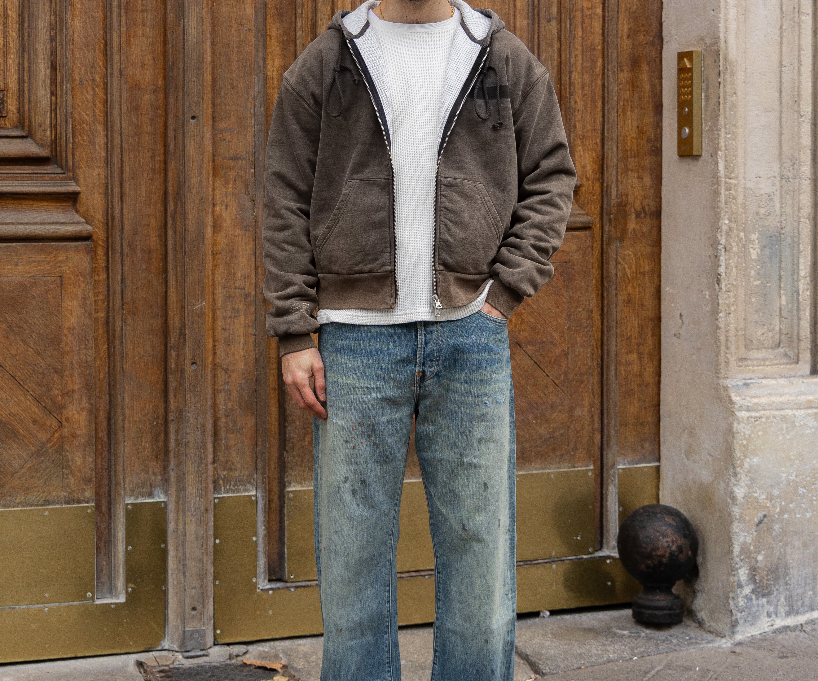 THE RAGGED THERMAL HOODIE Sweatshirts X-SMALL / FADED GREY - BRUT Clothing