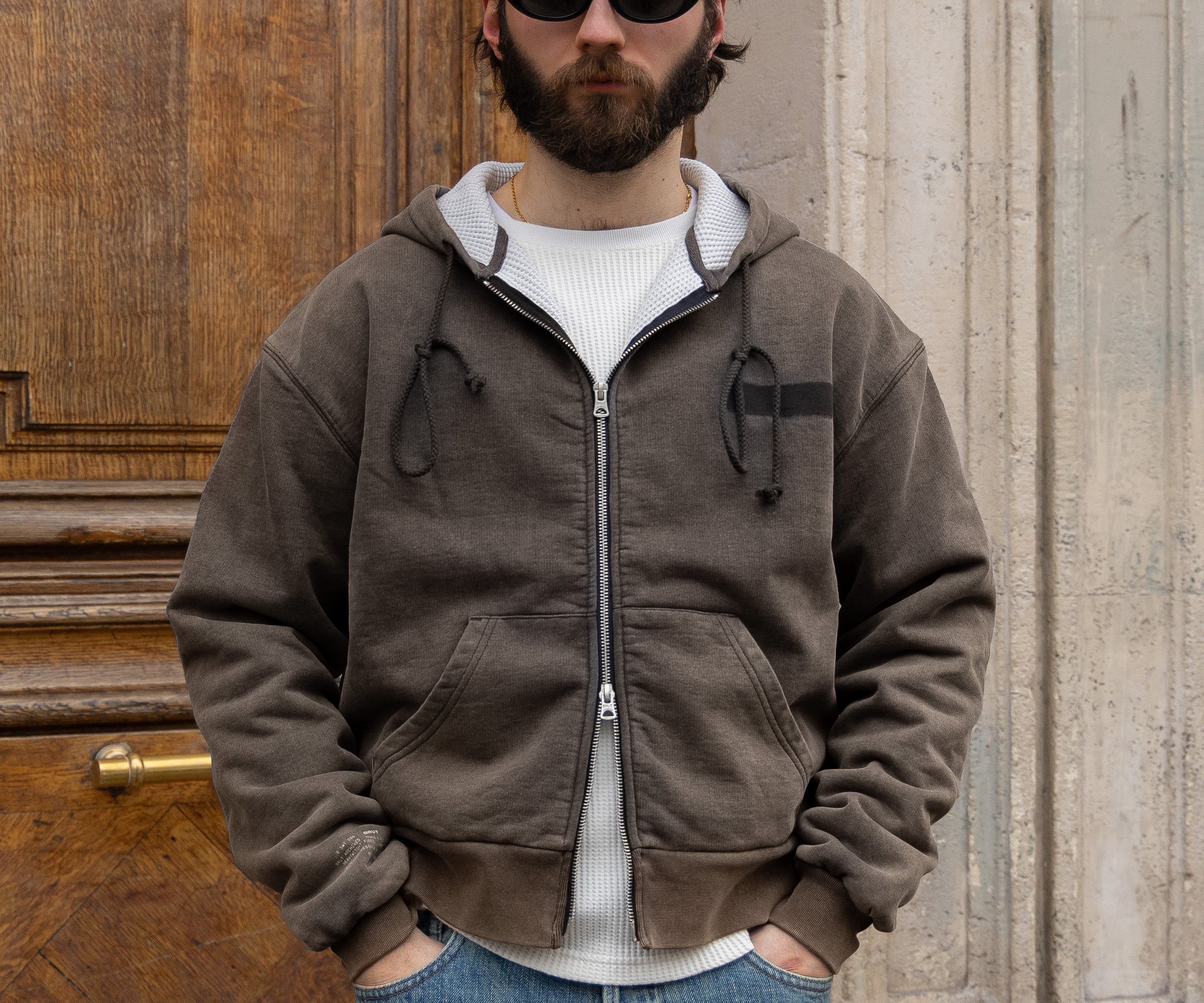 THE RAGGED THERMAL HOODIE Sweatshirts X-SMALL / FADED GREY - BRUT Clothing