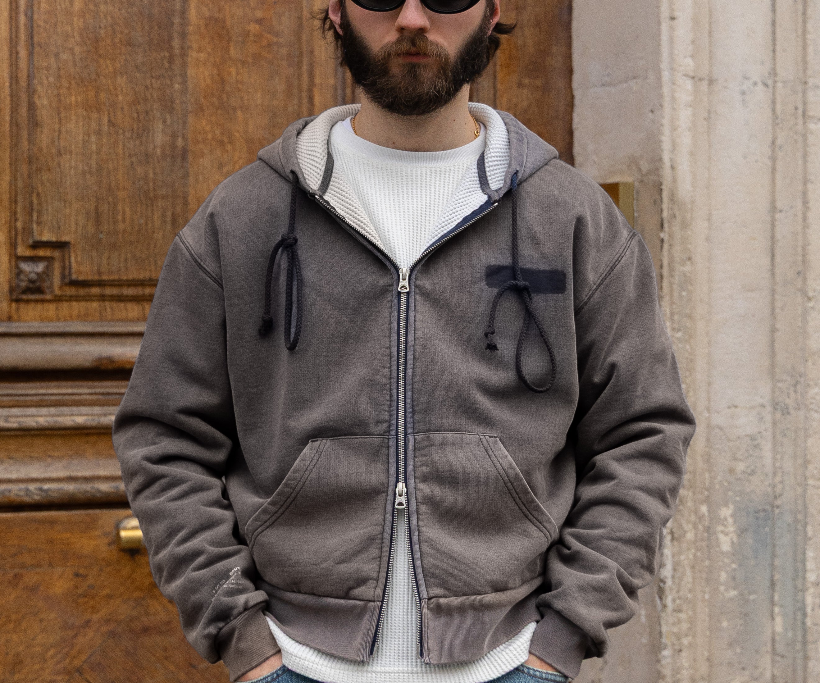 THE RAGGED THERMAL HOODIE Sweats X-SMALL / BLEU MARINE DÉLAVÉ - BRUT Clothing