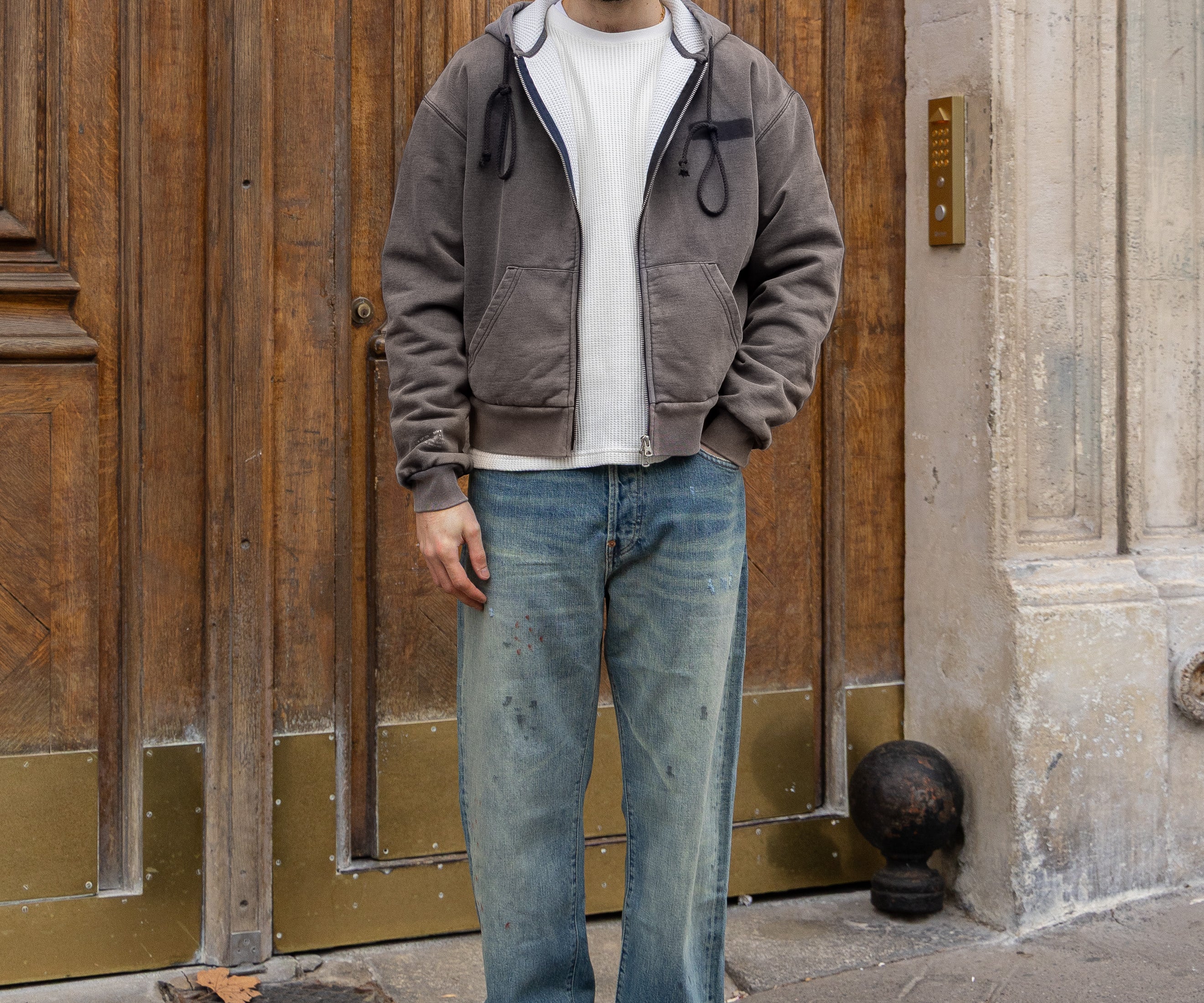 THE RAGGED THERMAL HOODIE Sweats X-SMALL / BLEU MARINE DÉLAVÉ - BRUT Clothing