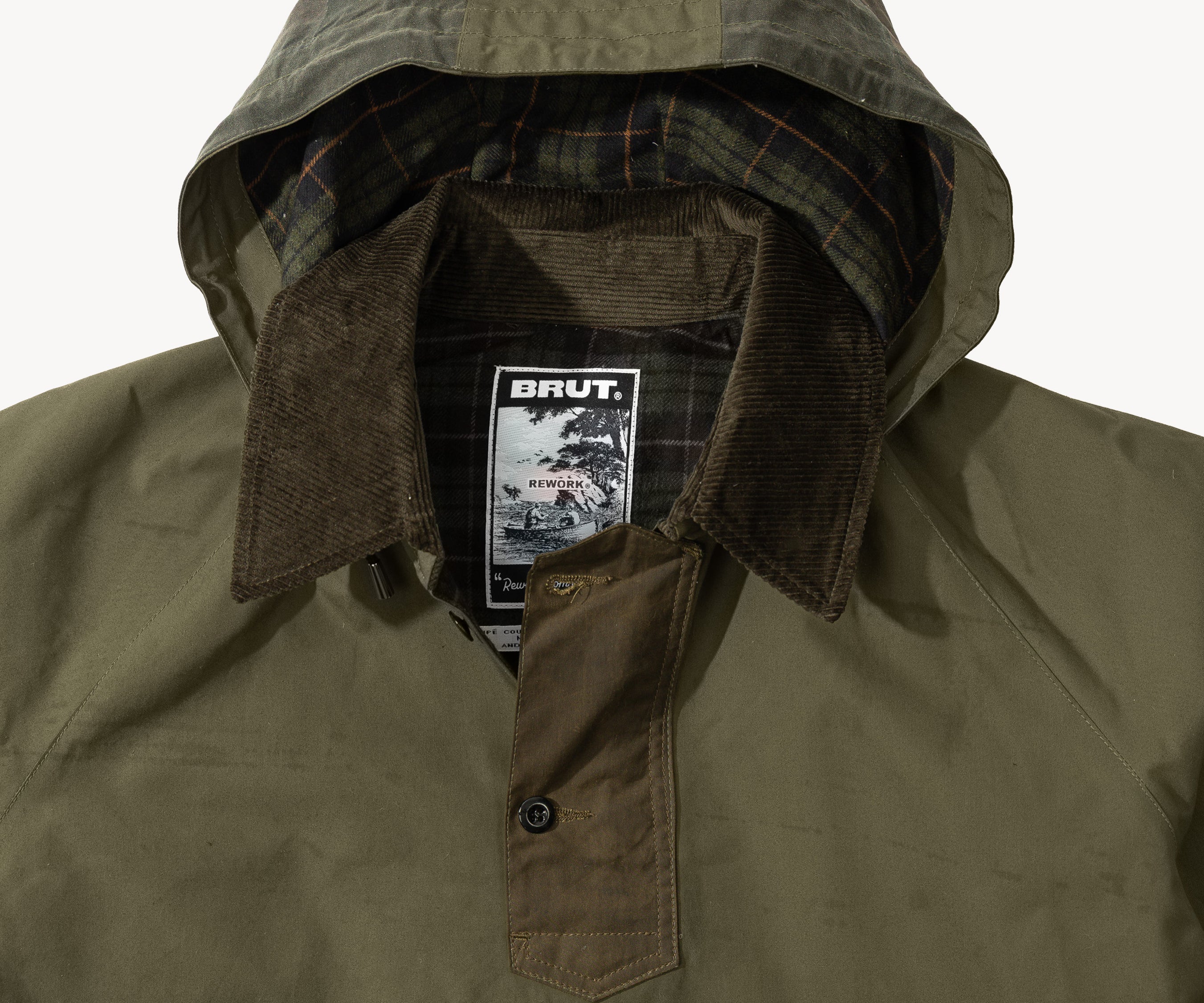 REWORK® POP-OVER WAX JACKET - N° 016 Manteaux et vestes LARGE / VERT - BRUT Clothing