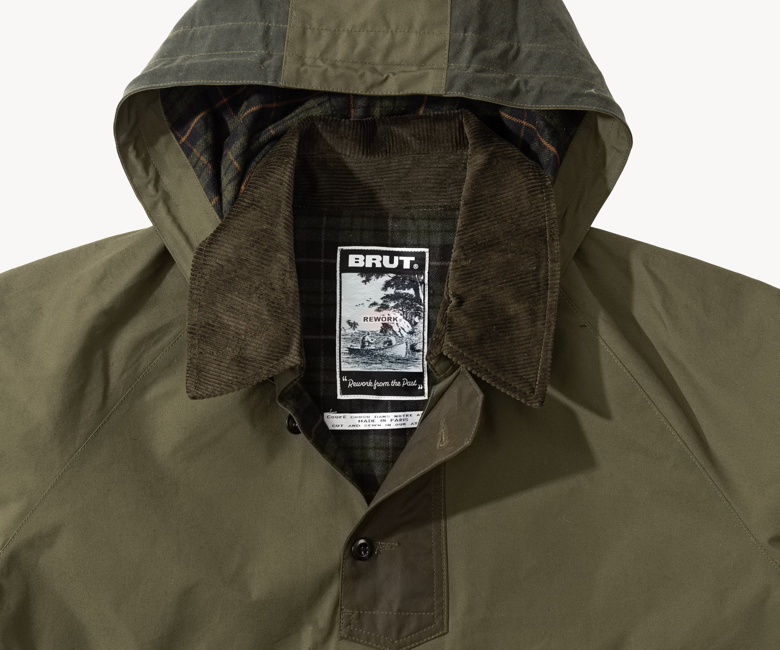 REWORK® POP-OVER WAX JACKET - N° 017 Manteaux et vestes LARGE / VERT - BRUT Clothing