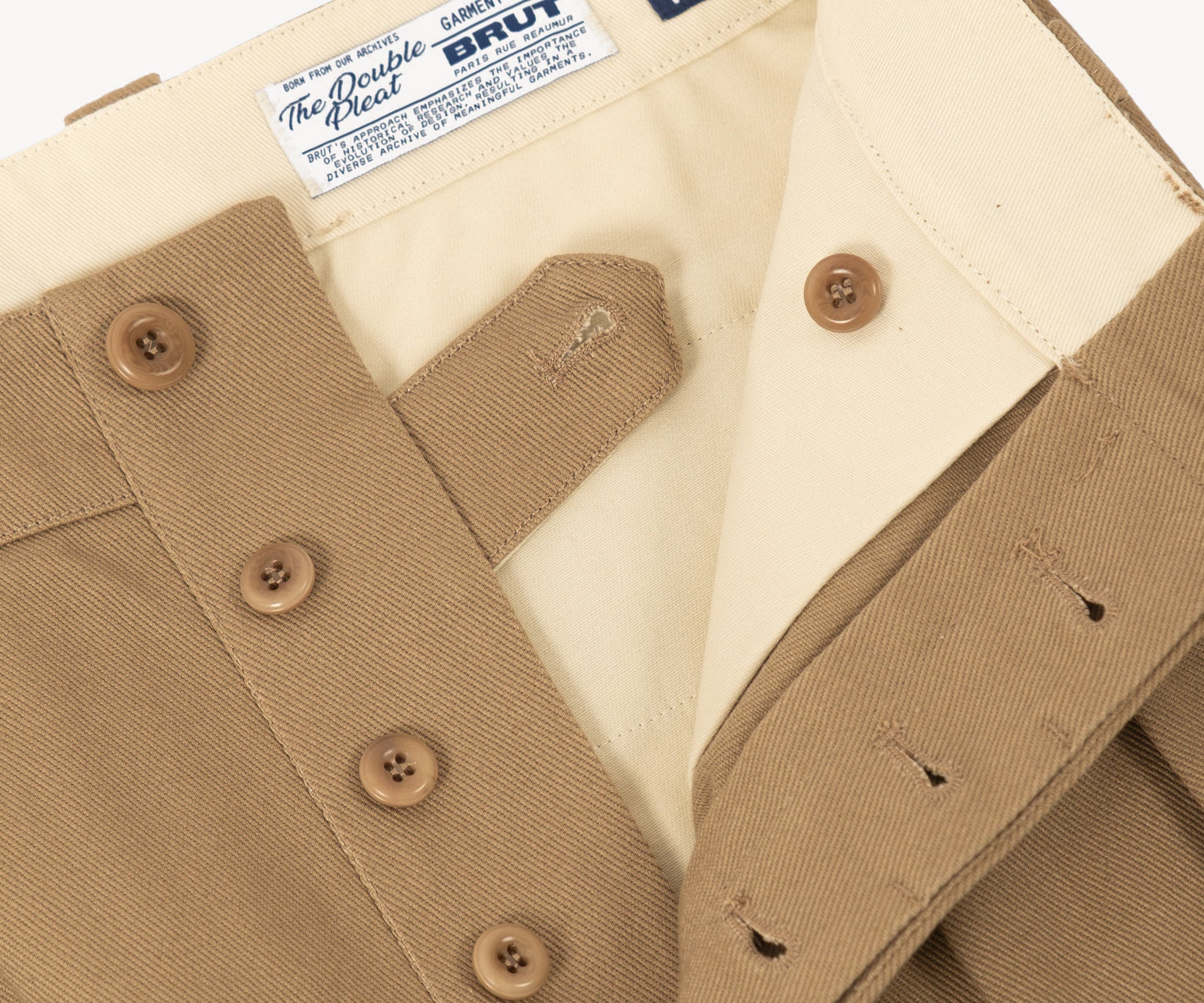 THE DOUBLE PLEAT PANTS Taille US 26 / FR 36 / KAKI ÉPAIS - BRUT Clothing