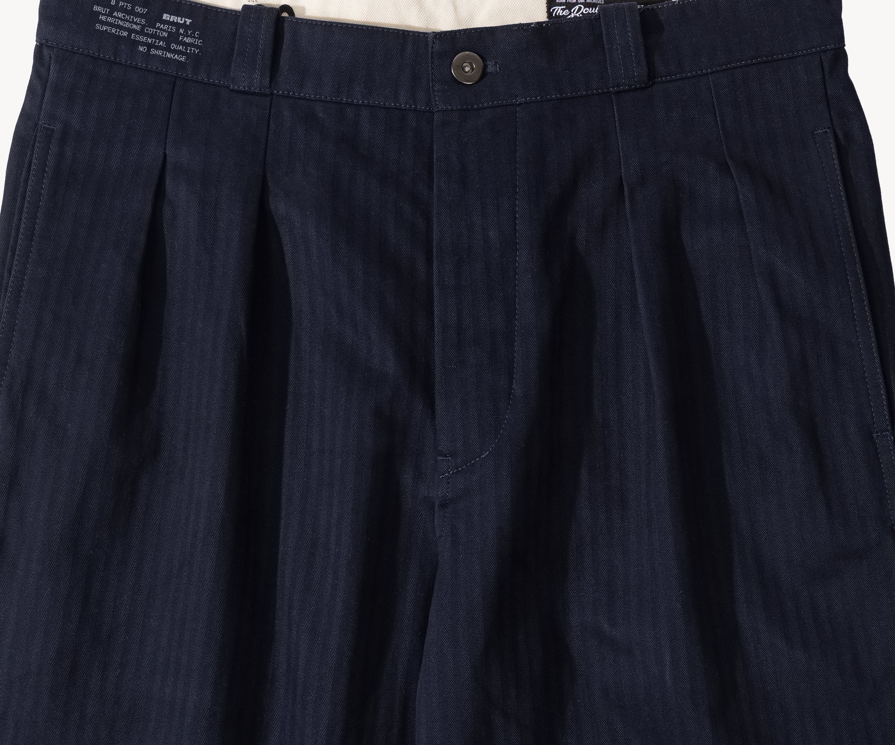 THE DOUBLE PLEAT PANTS Taille US 26 / FR 36 / BLEU MARINE - BRUT Clothing