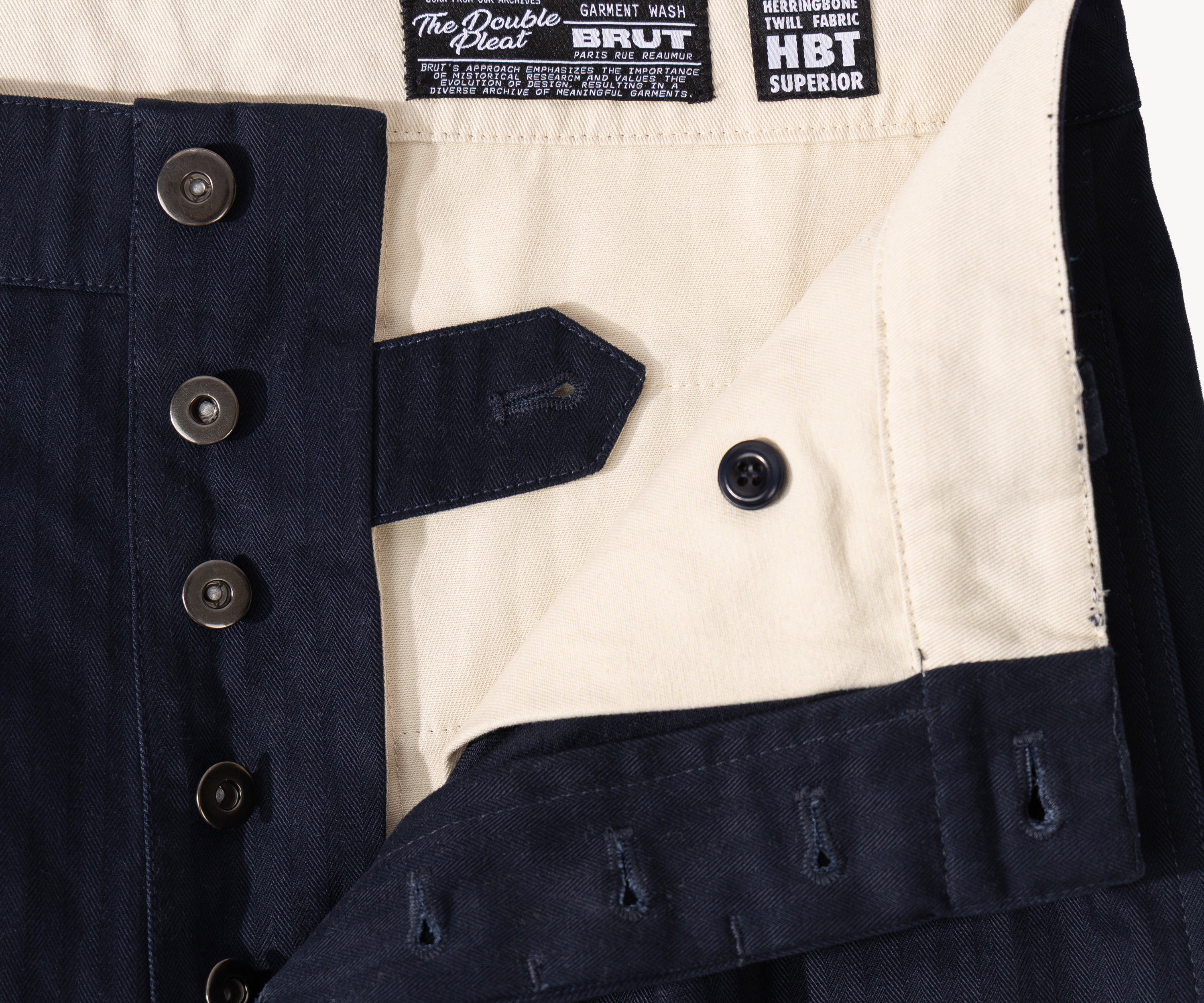THE DOUBLE PLEAT PANTS Taille US 26 / FR 36 / BLEU MARINE - BRUT Clothing