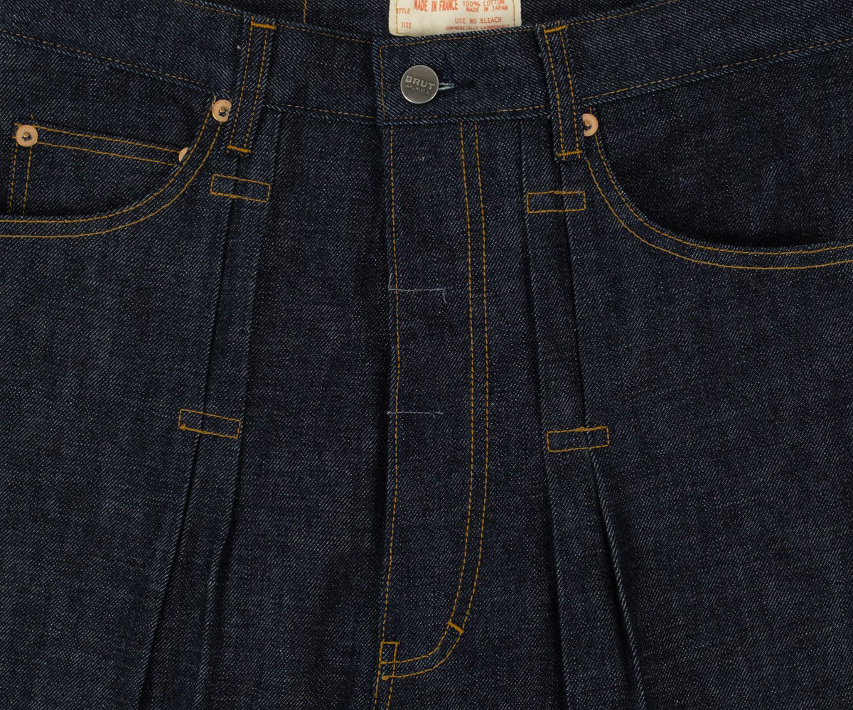 REWORK® DOUBLE PLEATED DENIM - US28 / FR38 / INDIGO BRUT - BRUT Clothing