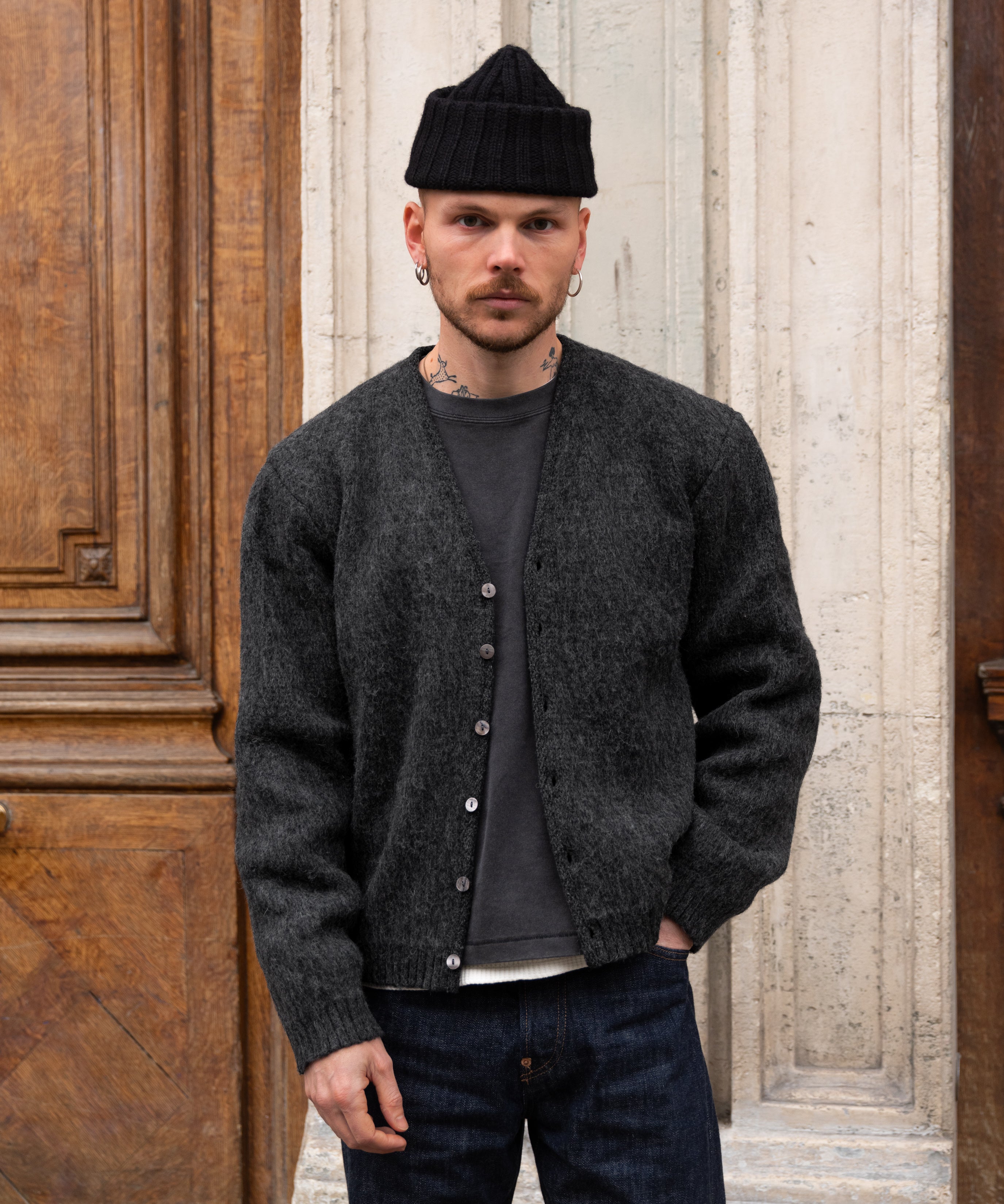 THE SHAGGY CARDIGAN - CHARCOAL | BRUT CLOTHING – BRUT Clothing