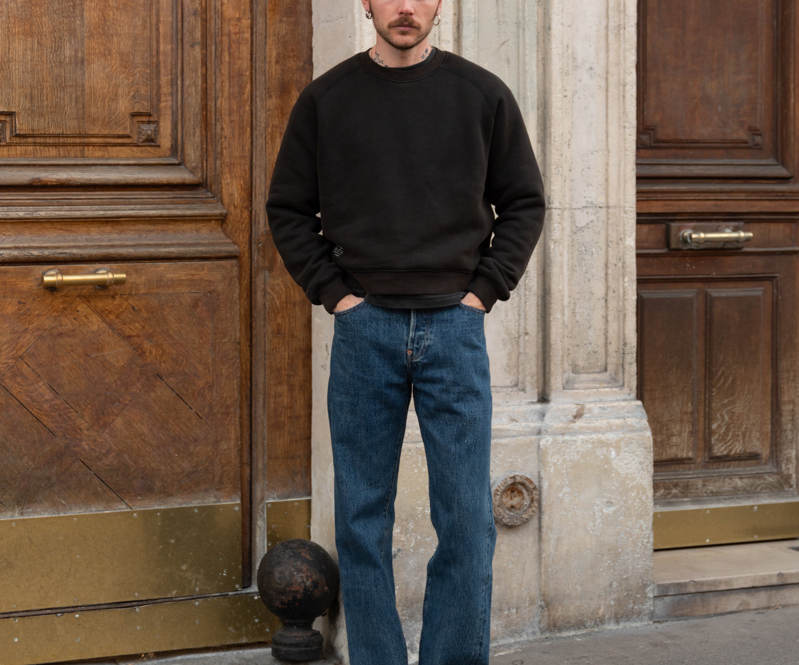 THE CROPPED CREWNECK Knitwear X-SMALL / BLACK - BRUT Clothing