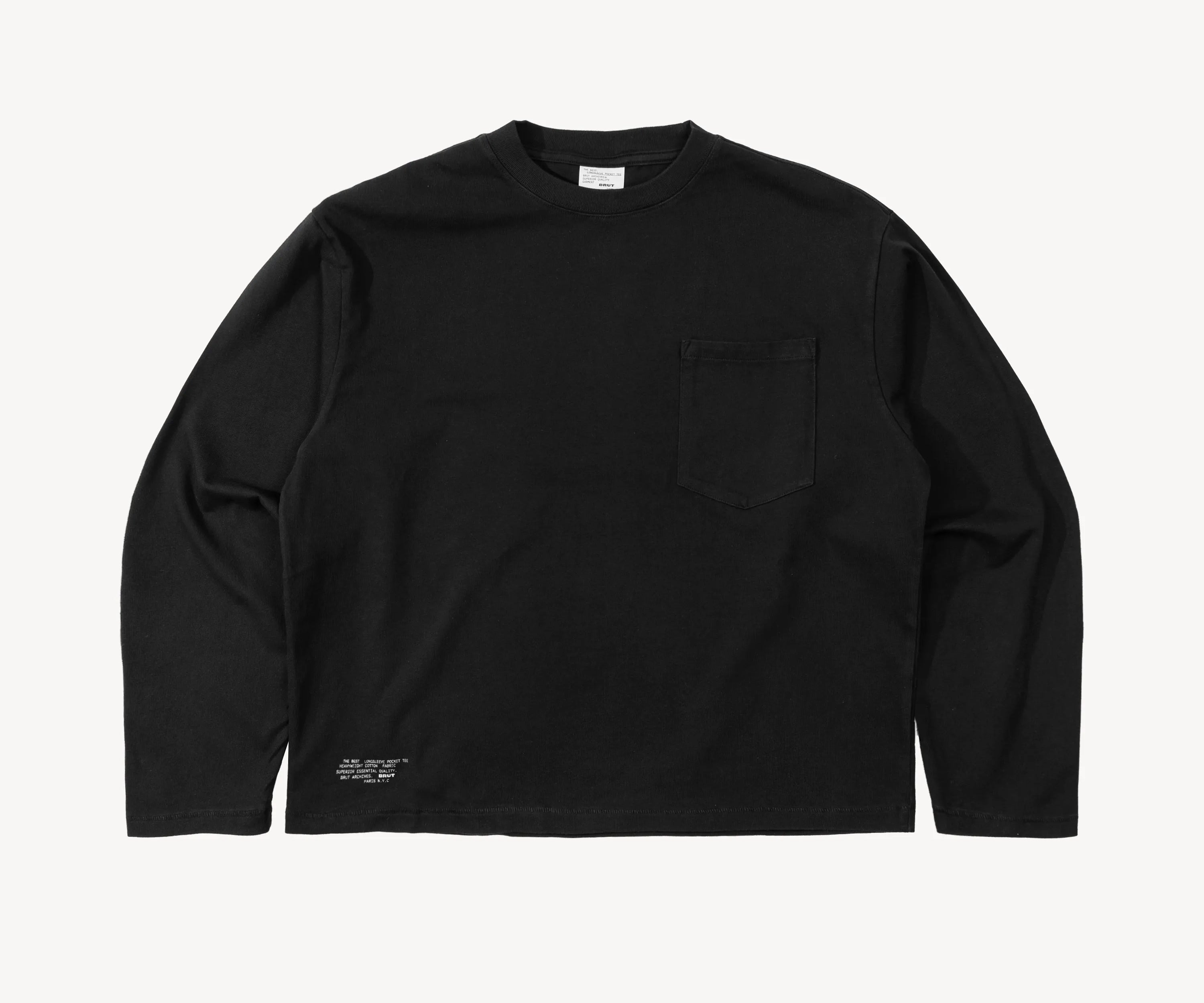THE BEST LONG-SLEEVE POCKET TEE T-Shirts X-SMALL / BLACK - BRUT Clothing