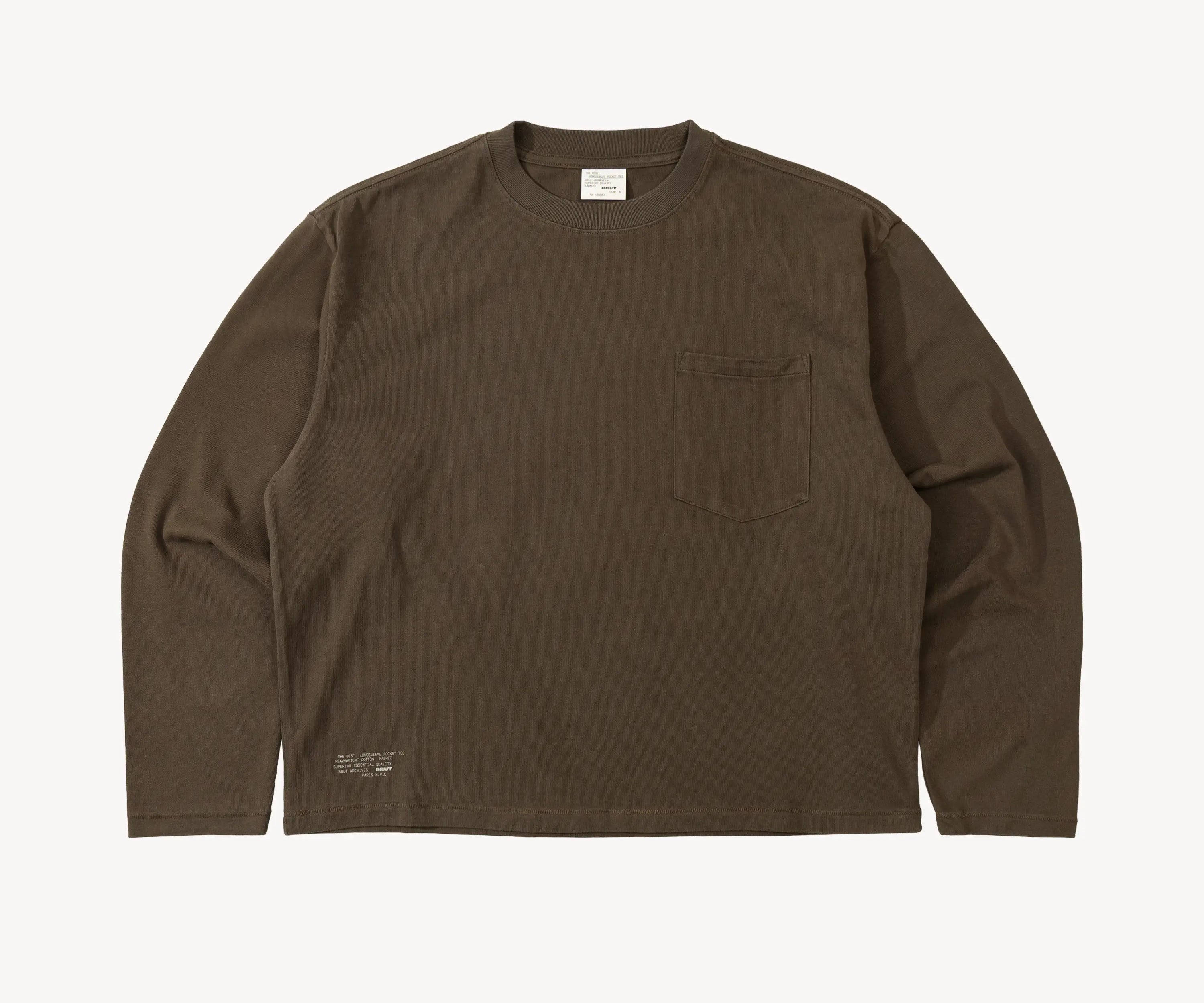 THE BEST LONG-SLEEVE POCKET TEE T-Shirts X-SMALL / BROWN - BRUT Clothing