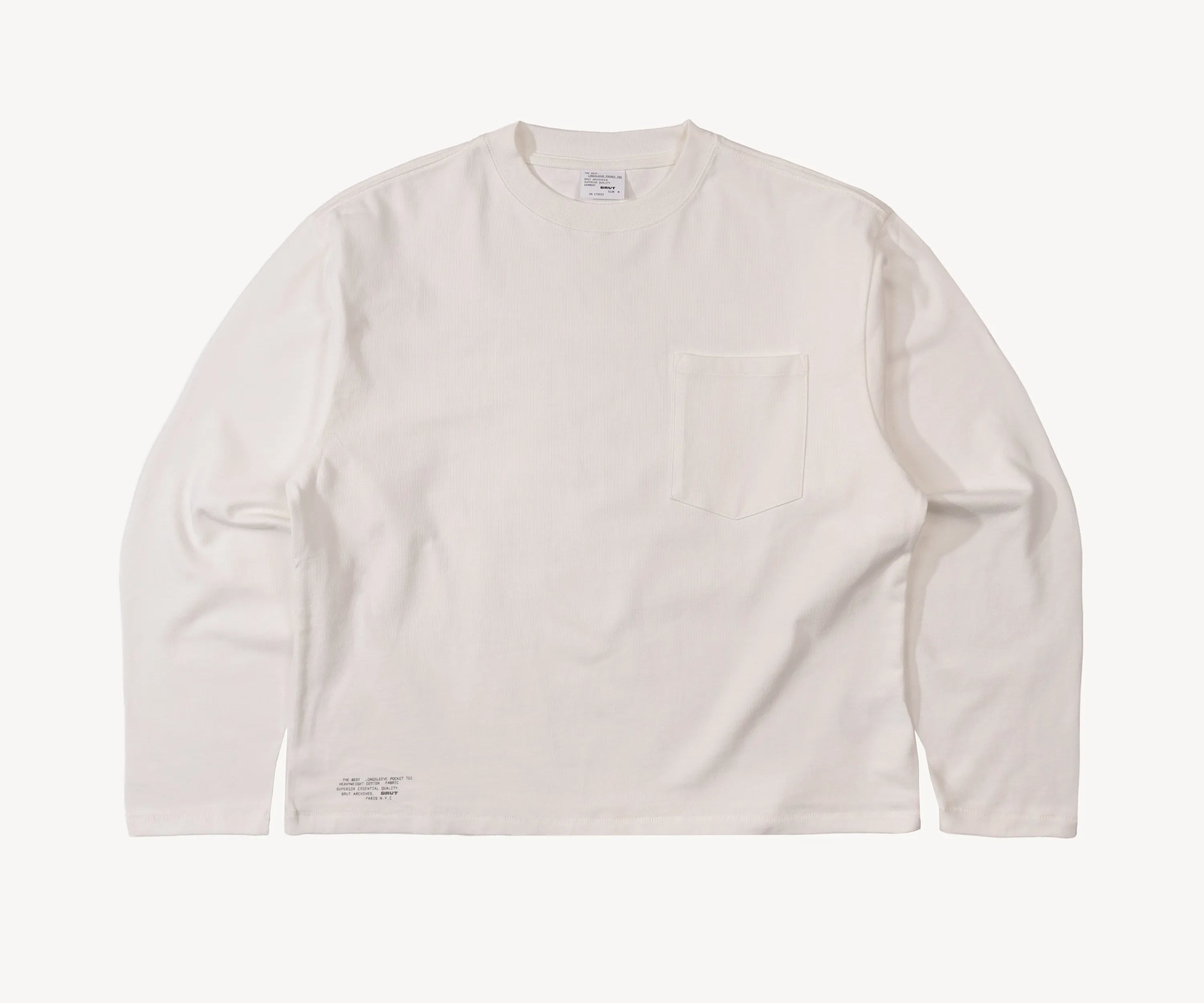 THE BEST LONG-SLEEVE POCKET TEE T-Shirts X-SMALL / WHITE - BRUT Clothing