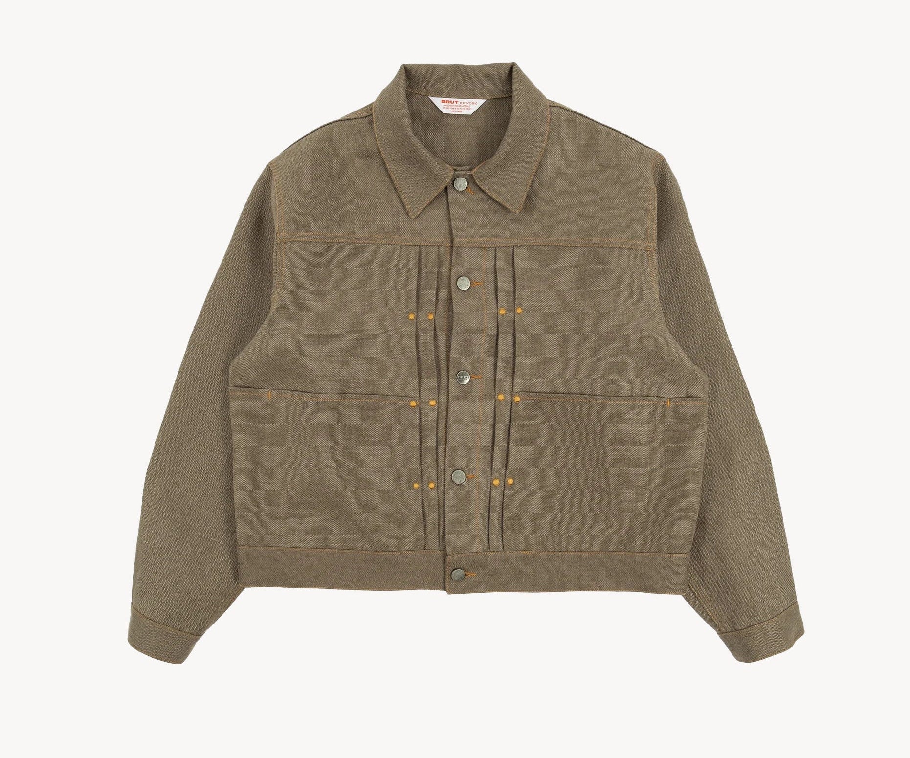 REWORK® DOUBLE PLEATED LINEN JACKET Coats & Jackets SMALL / GREY - BRUT Clothing