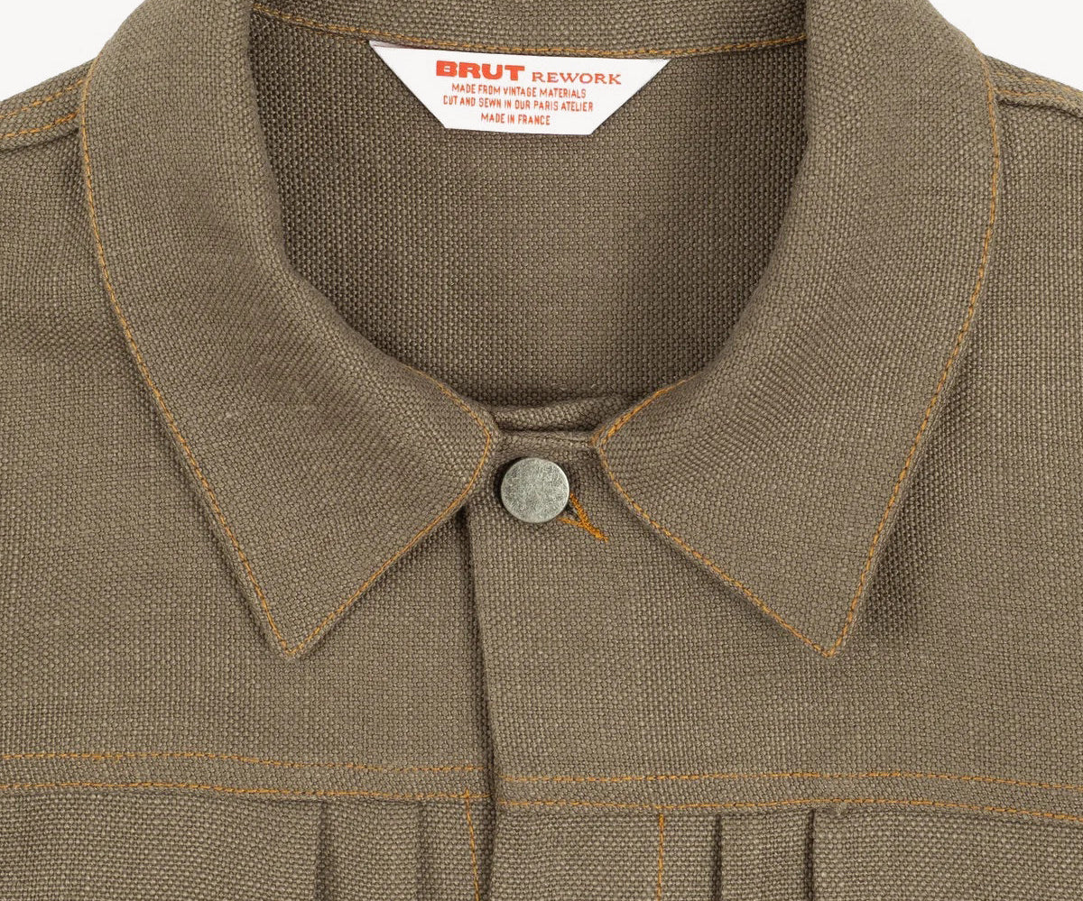 VESTE EN LIN À DOUBLE PLIS REWORK® Manteaux et vestes TAILLE S / GRIS - BRUT Clothing